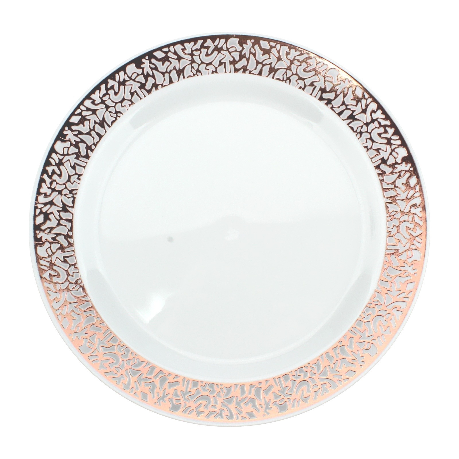 Rose Gold Lace Trim Small Plastic Plates (Pack of 6)