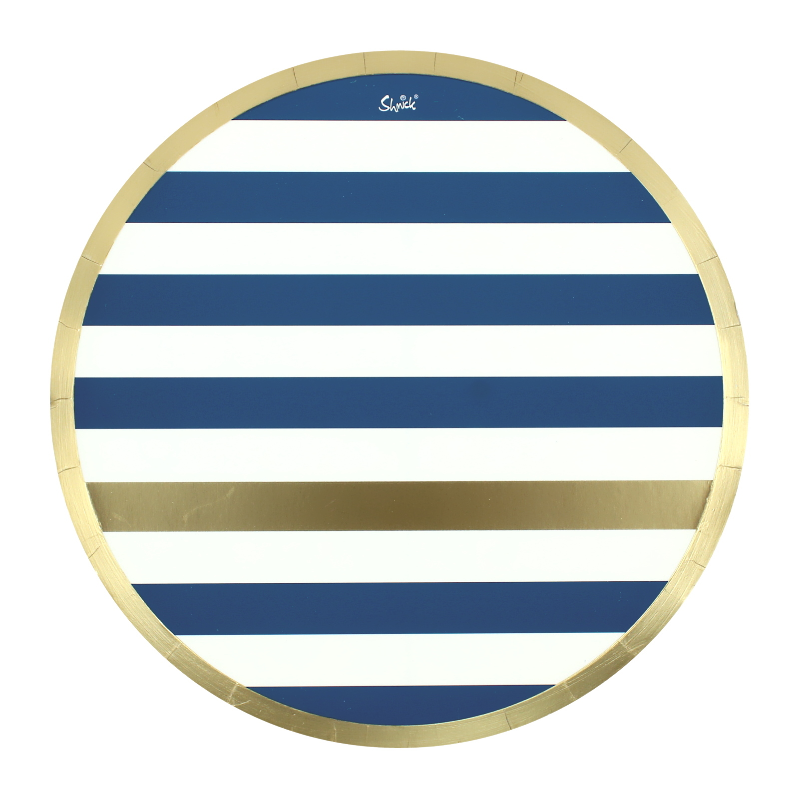 Cosmo Blue and Gold Small Round Paper Plates (Pack of 12)