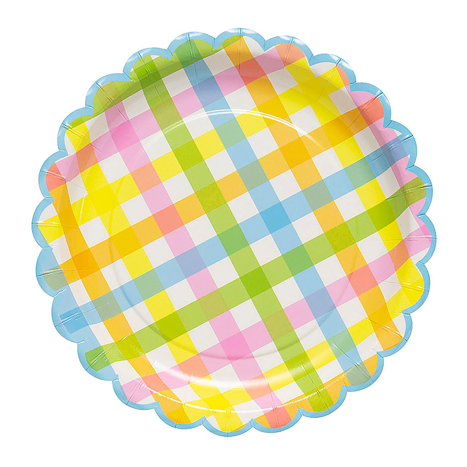 Pastel Gingham Small Paper Plates (Pack of 8)