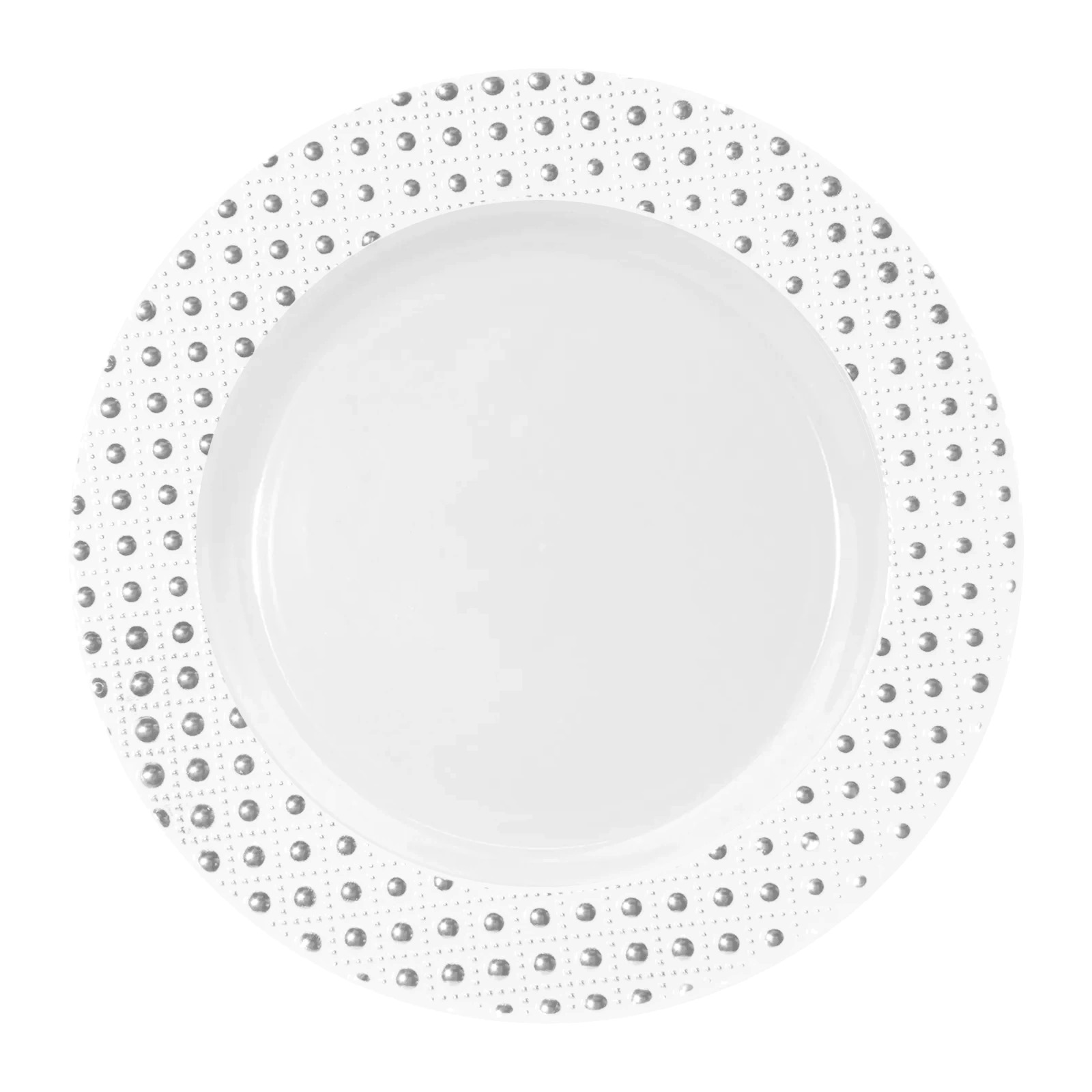 Silver Embossed Dot Trim Small Plastic Plates (Pack of 6)