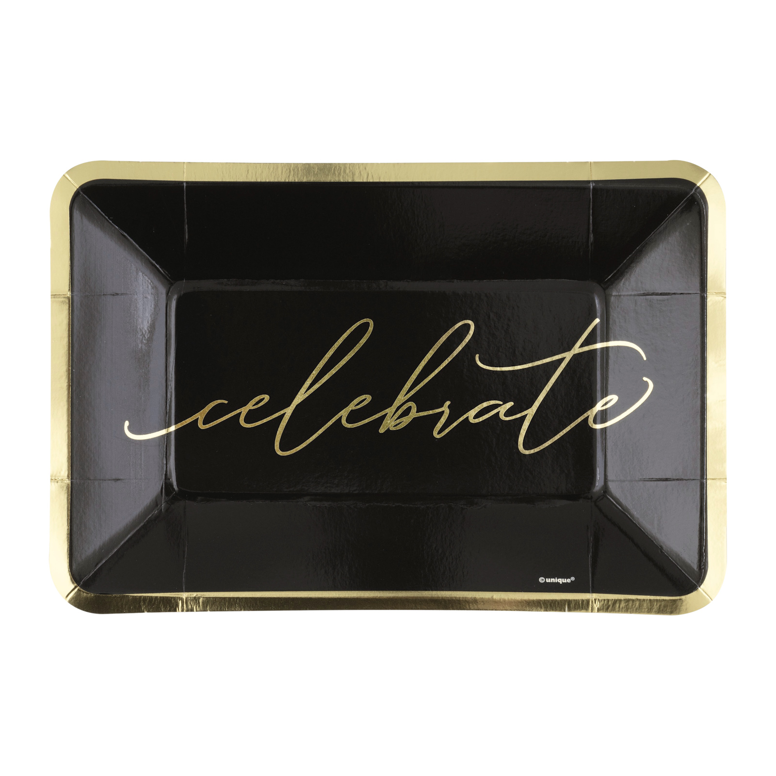 Black and Gold Celebrate Paper Appetizer Plates (Pack of 8)