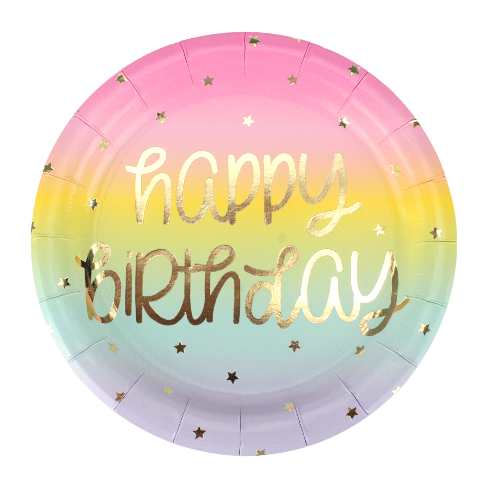 Rainbow Stars Happy Birthday Small Paper Plates (Pack of 8) 