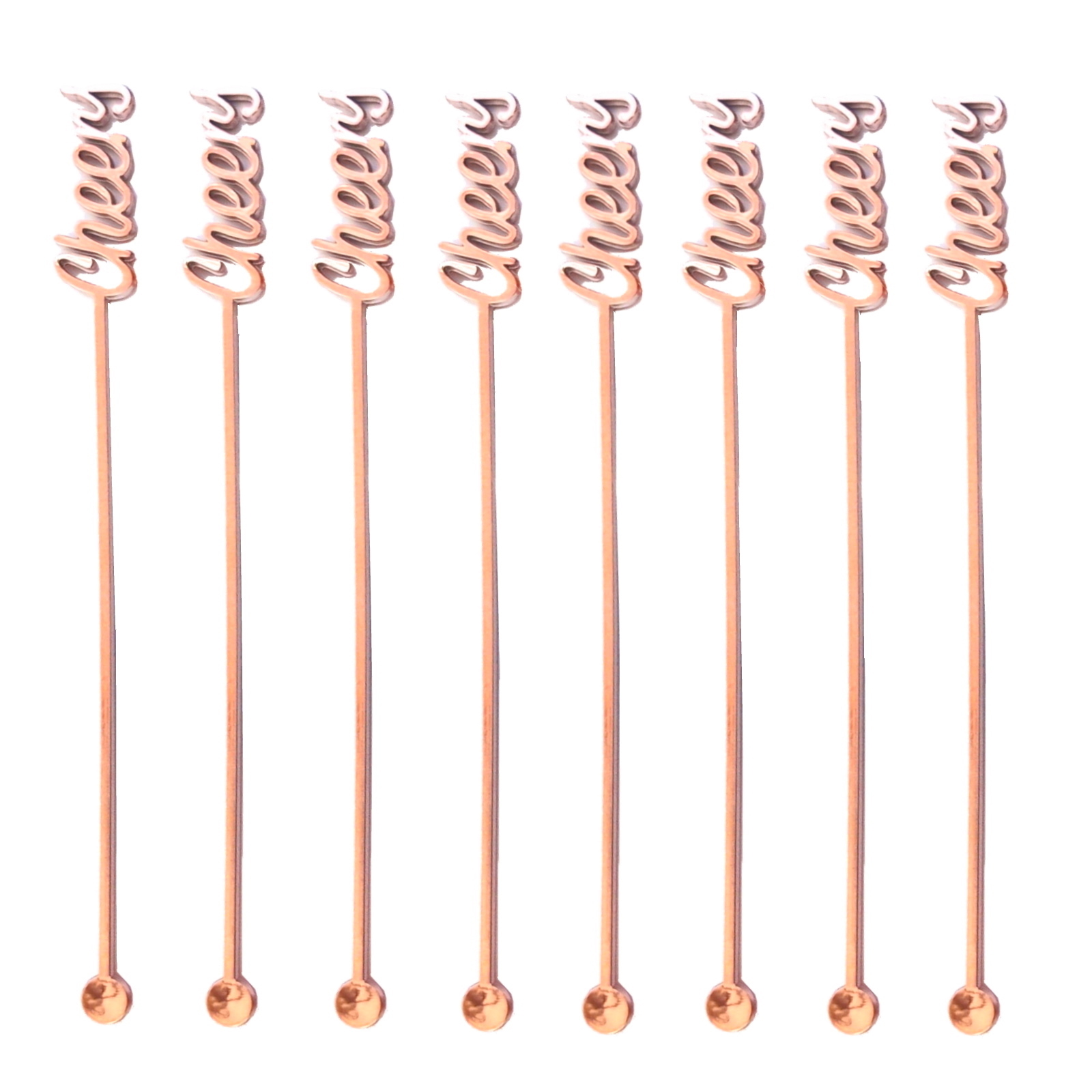 Rose Gold Cheers Plastic Drink Stirrers (Pack of 12)