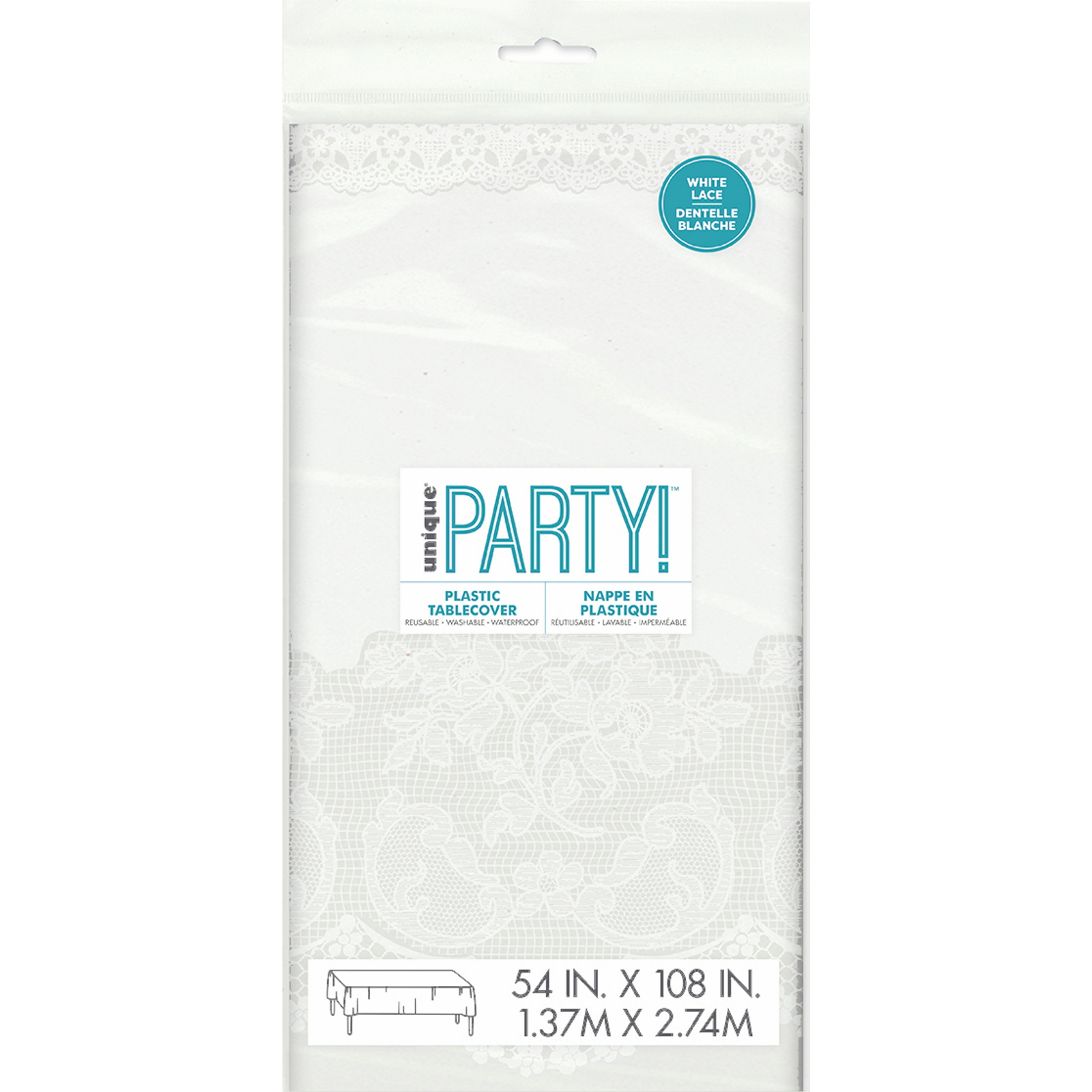 White Lace Clear Plastic Tablecloth Discount Party Supplies