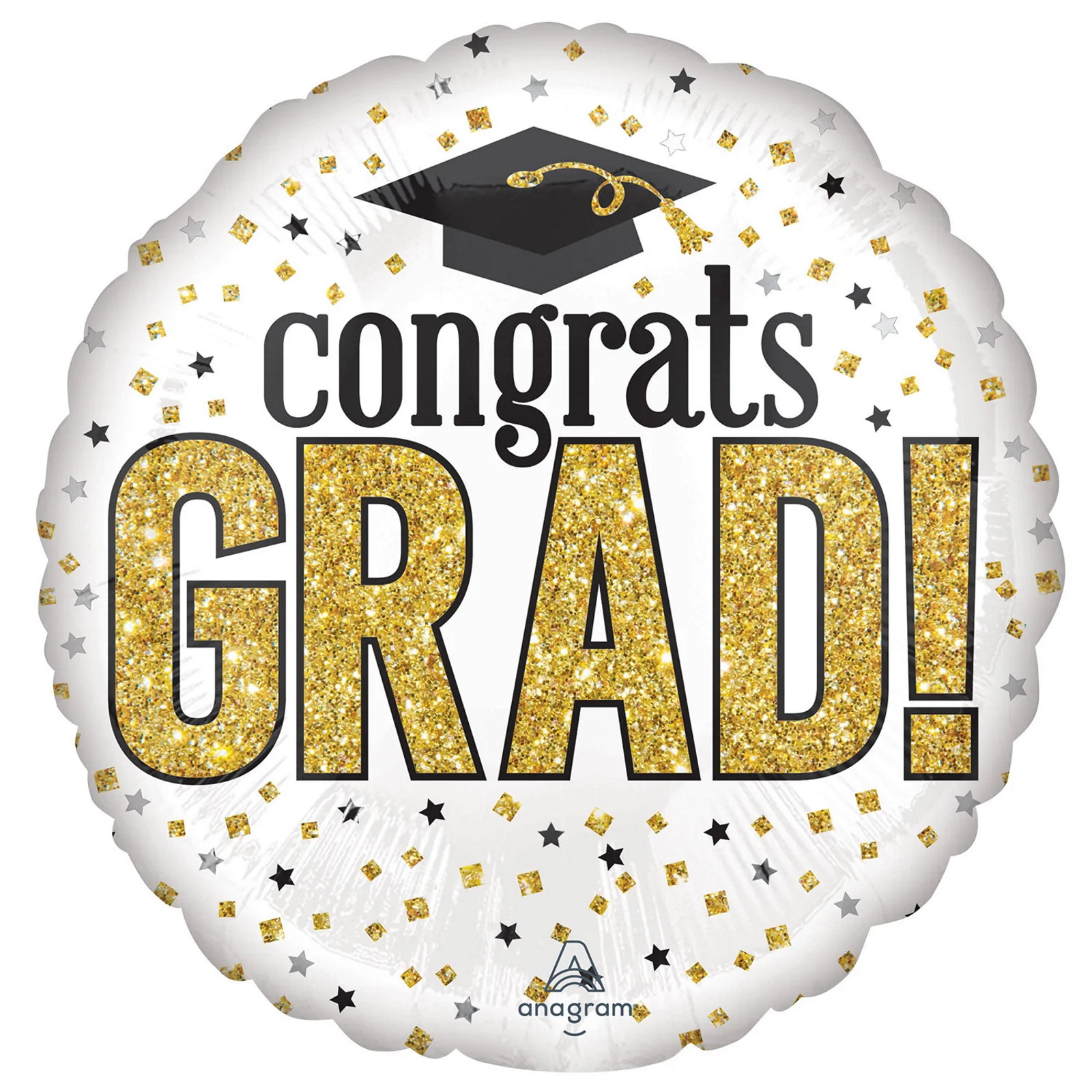 Congrats Grad Gold Sparkle Jumbo Helium Balloon 71cm