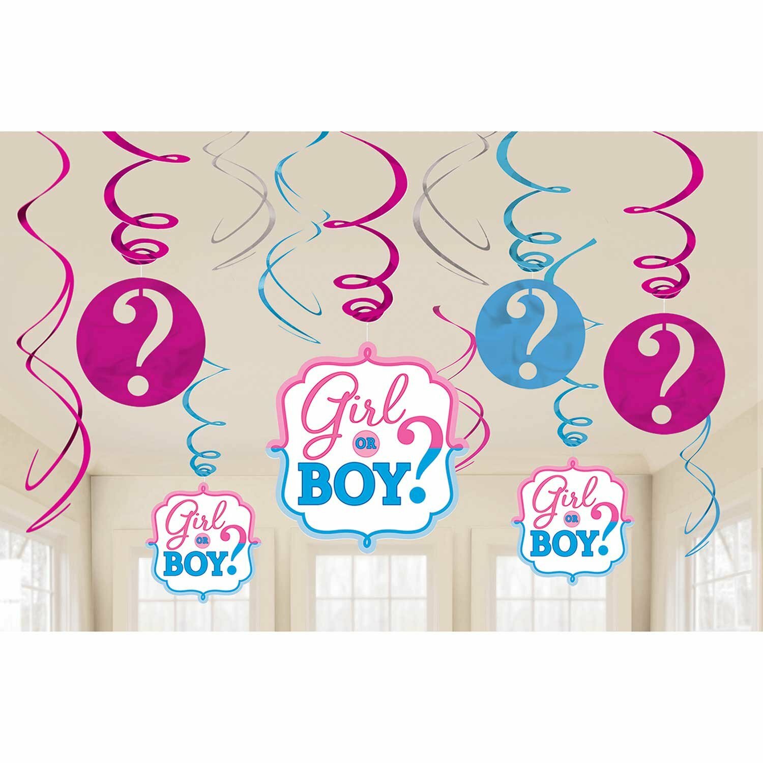 Girl or Boy Swirl Decorations (Pack of 12)