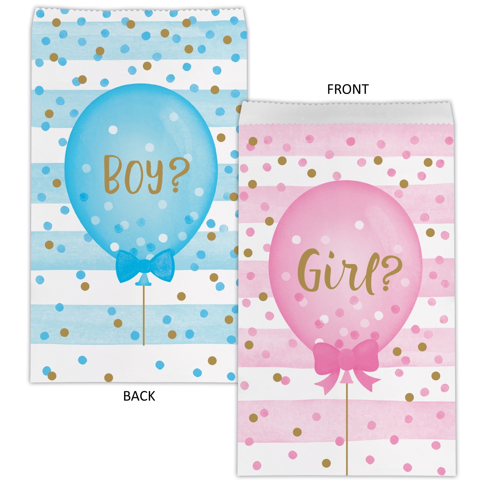 Gender Reveal Balloons Paper Lolly / Treat Bags (Pack of 10)
