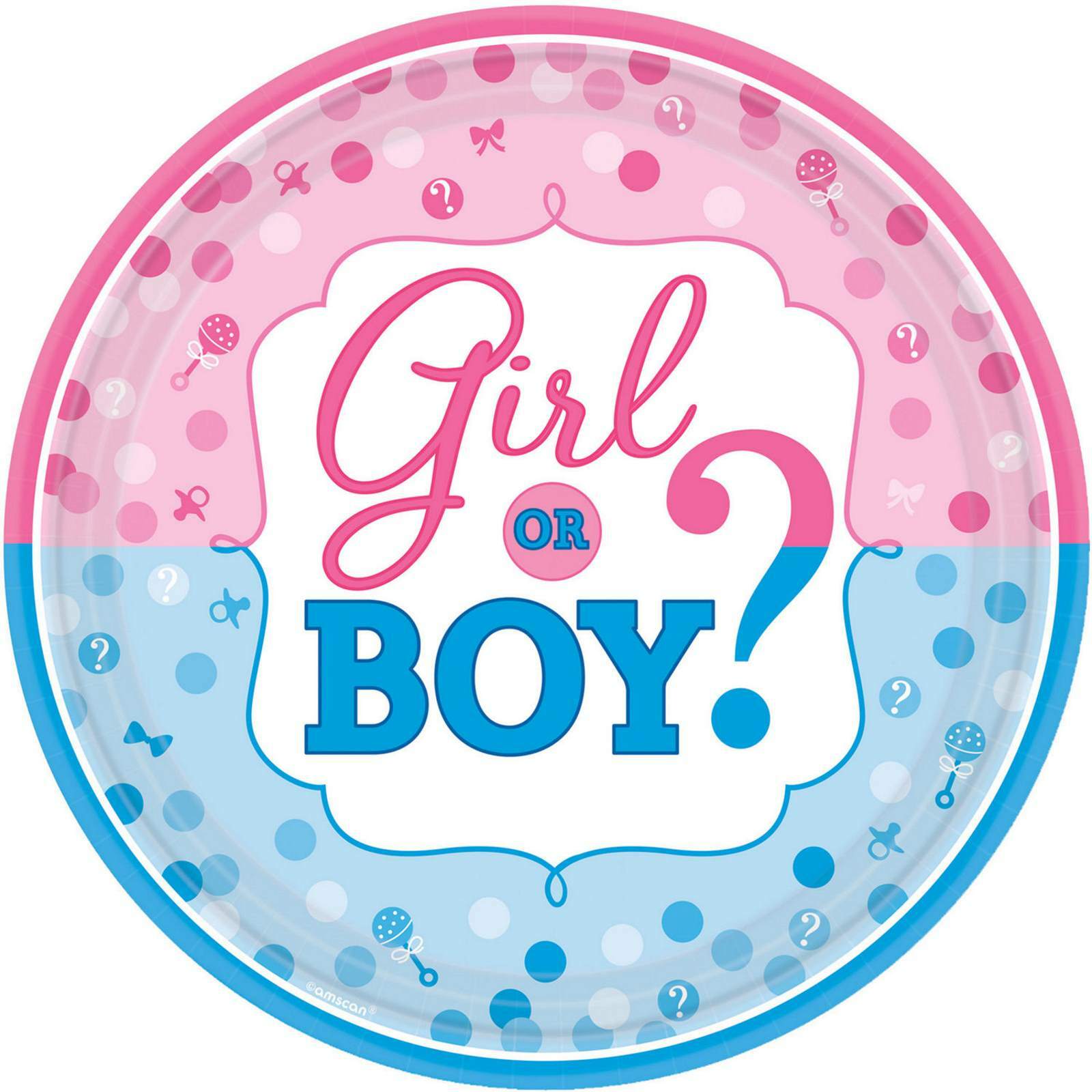Girl or Boy Large Paper Plates (Pack of 8)