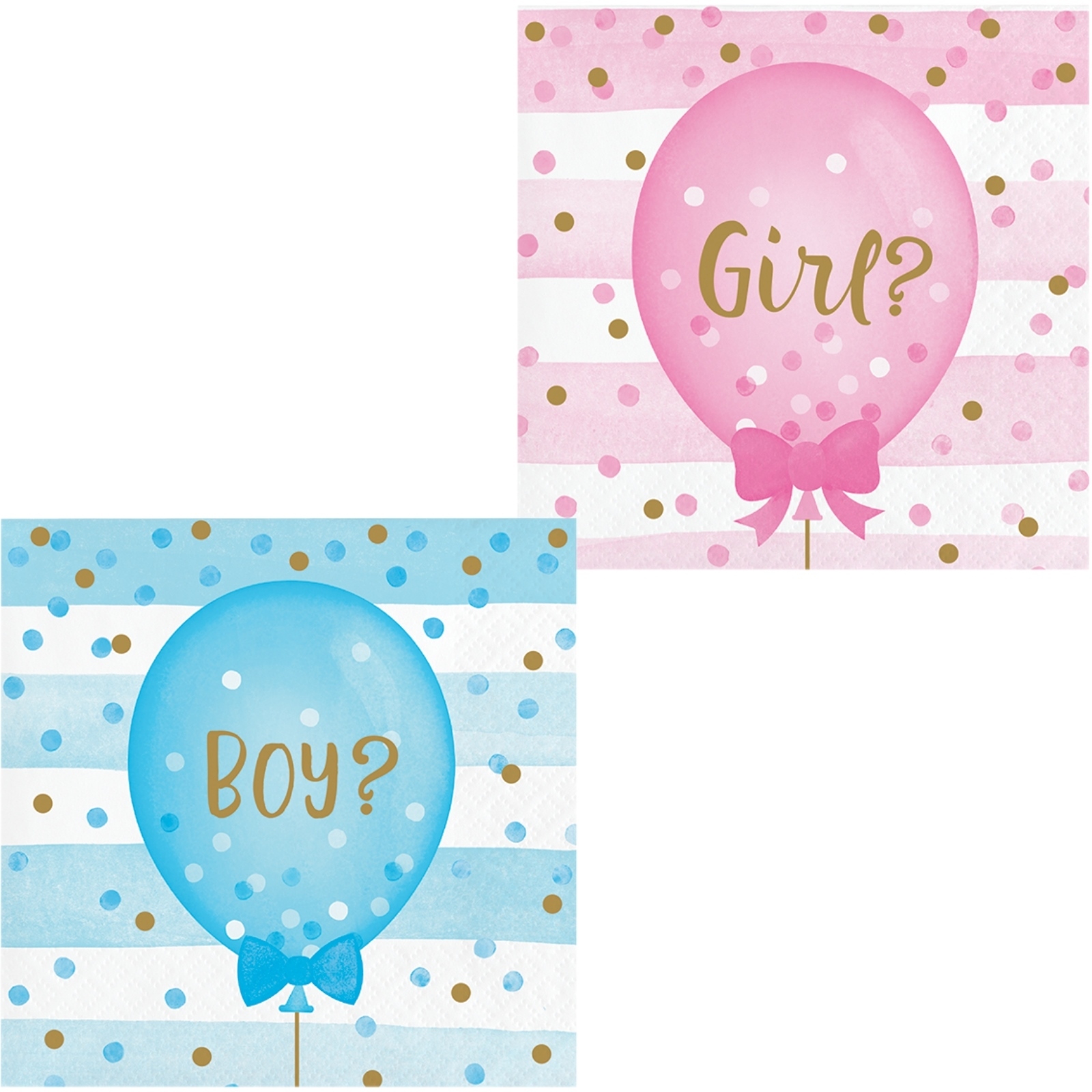 Gender Reveal Balloons Small Napkins / Serviettes (Pack of 16)