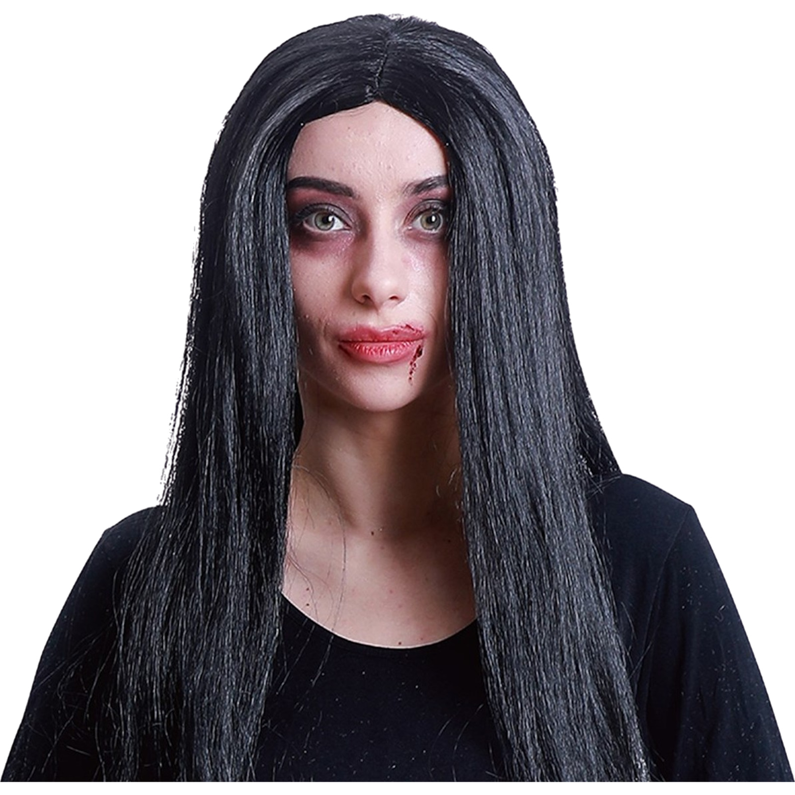 Adult Vampiress Long Black Wig 