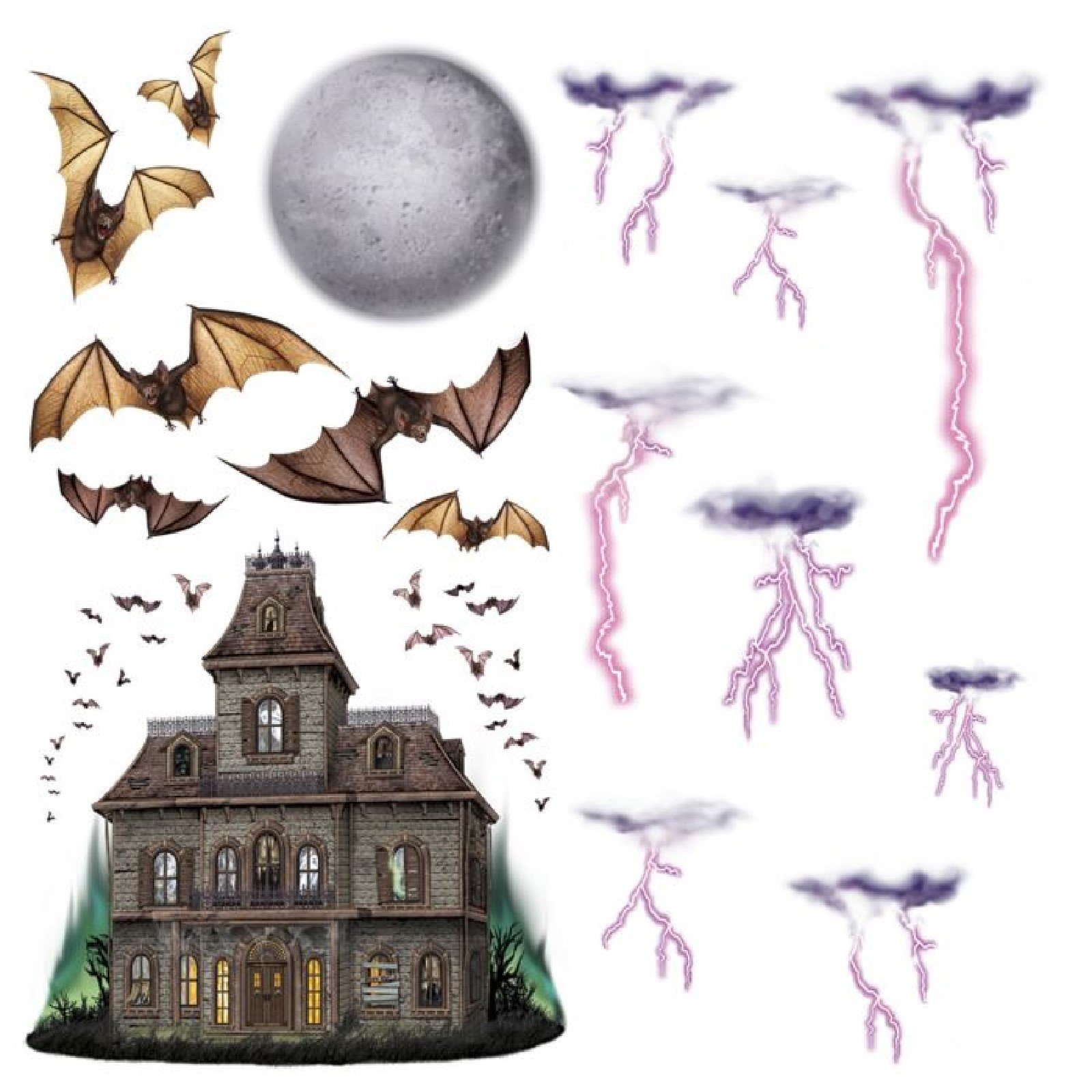 Insta Theme Haunted House and Night Sky Wall Props (16 Pieces) 