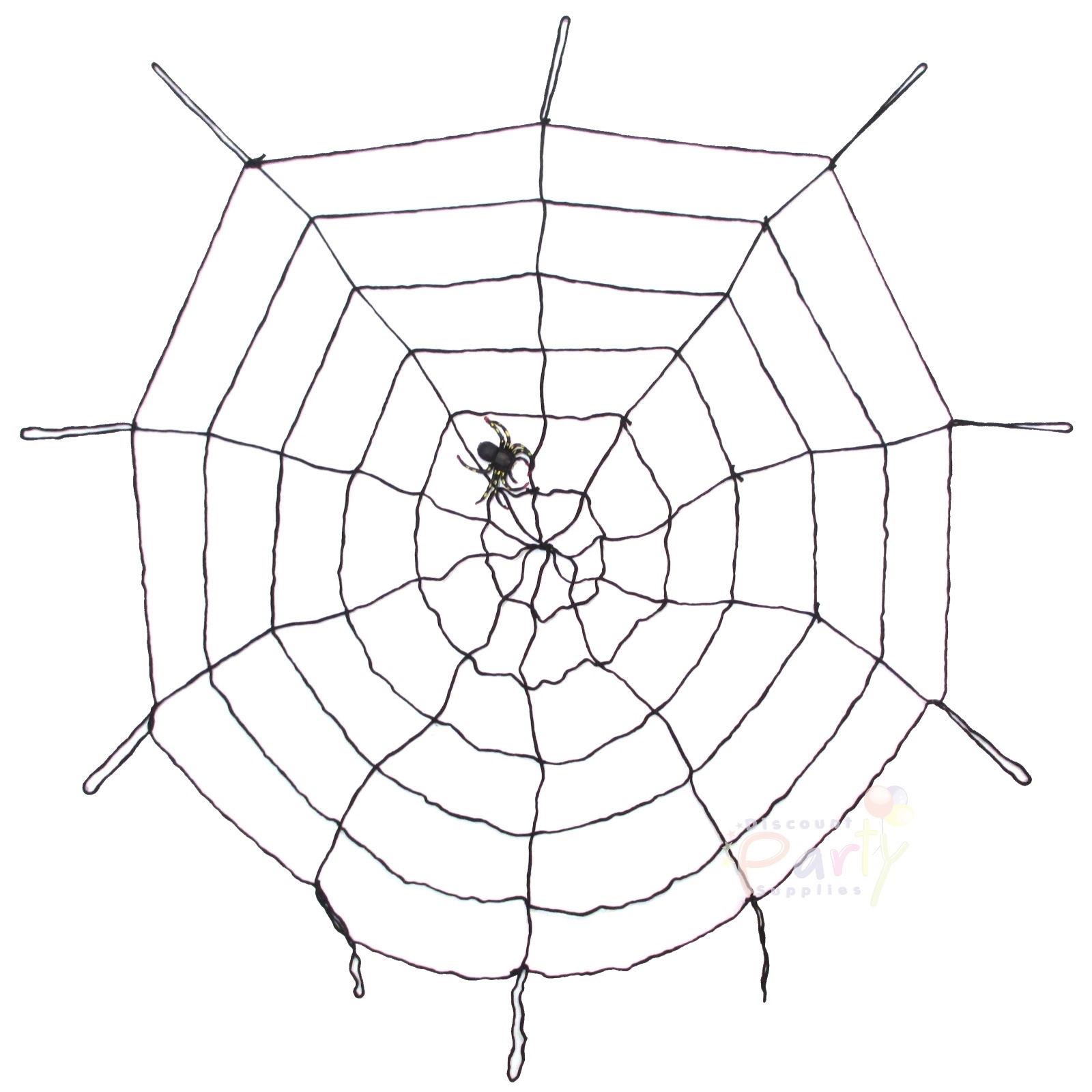 Large Spider Web With Plastic Spider