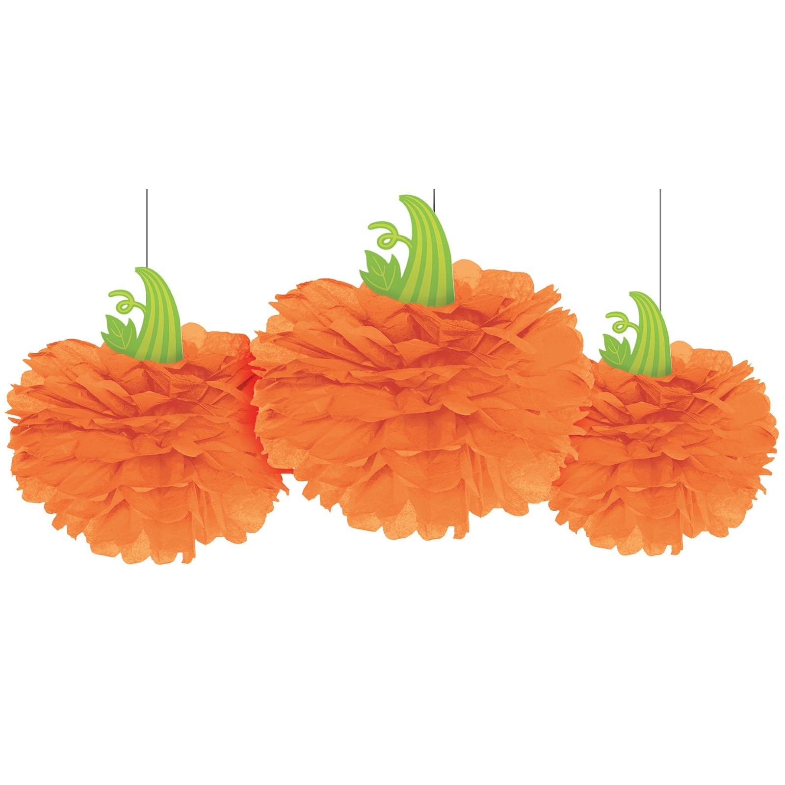 Halloween Pumpkin Fluffy Decorations (Pack of 3)