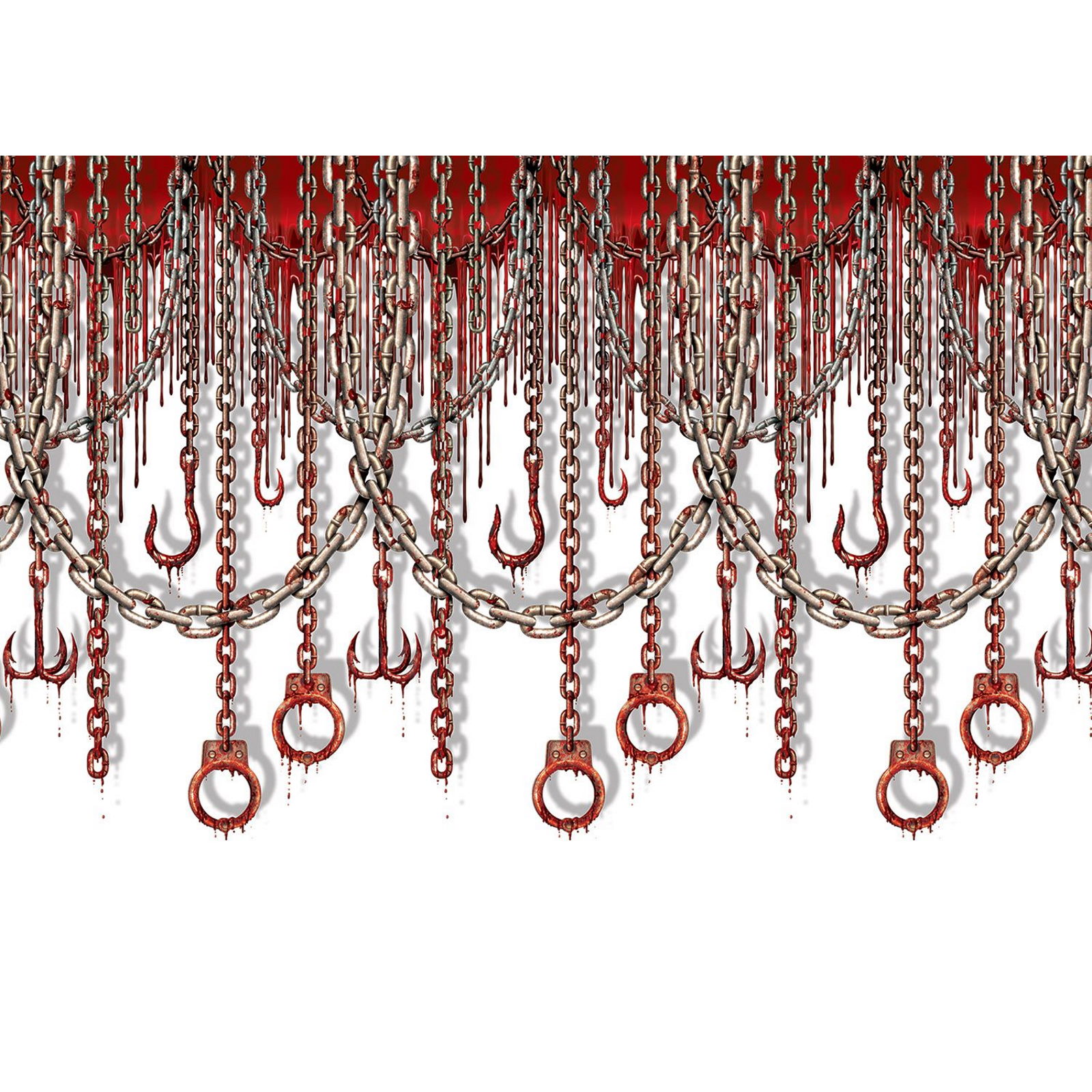 Bloody Chains & Hooks Plastic Backdrop 9m