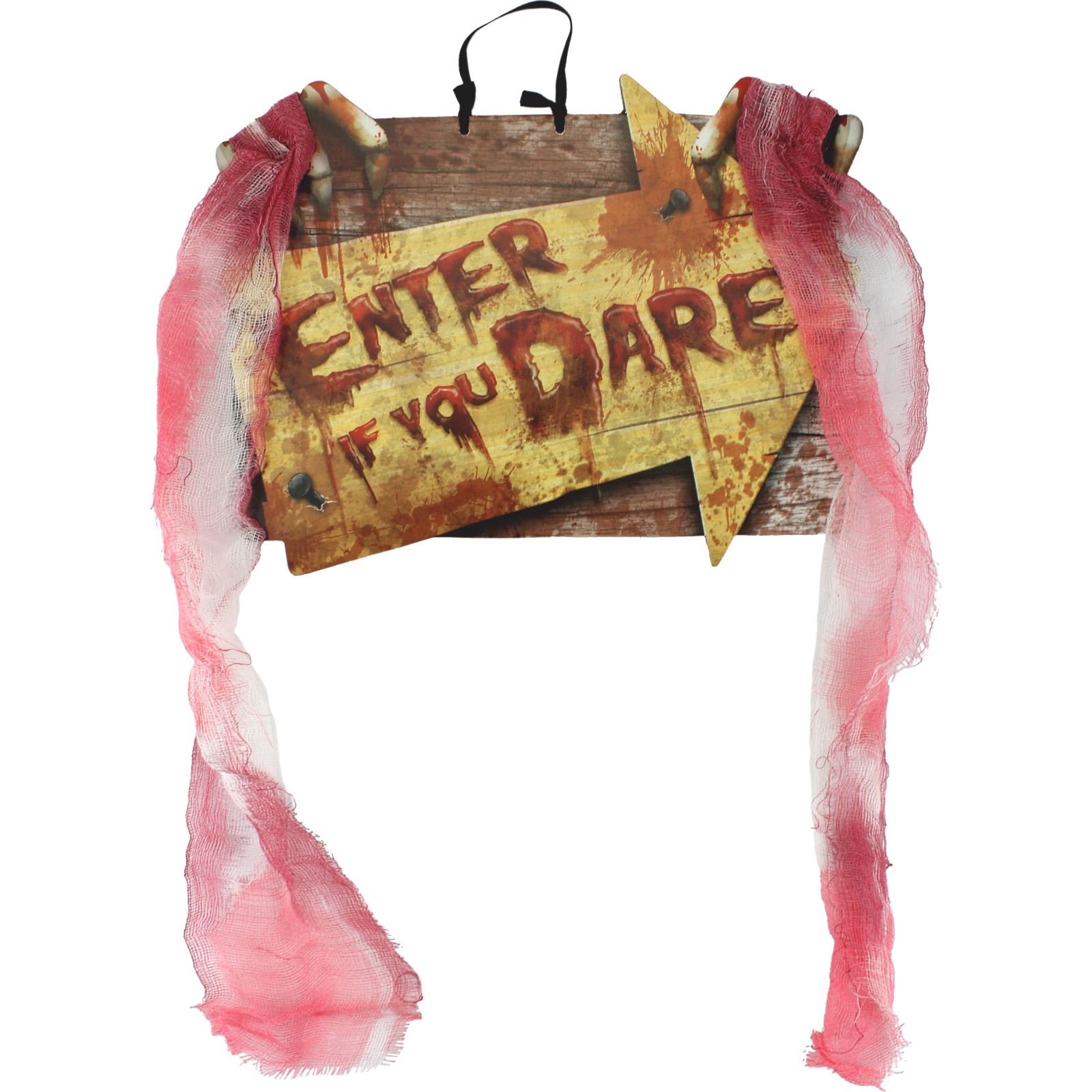 Enter if you Dare with Bloody Gauze Hanging Door Sign