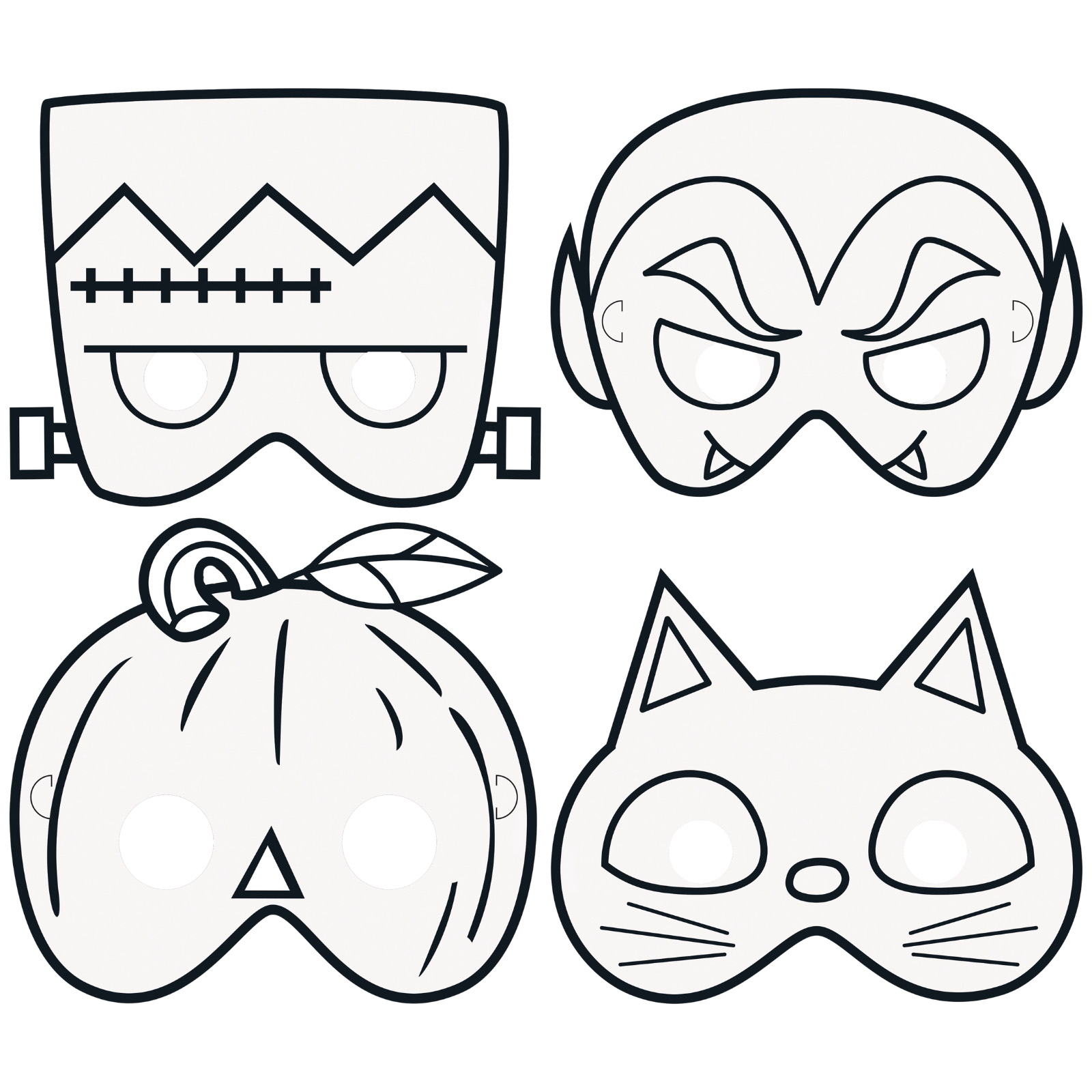 Halloween Character Colour Your Own Paper Masks (Pack of 8)