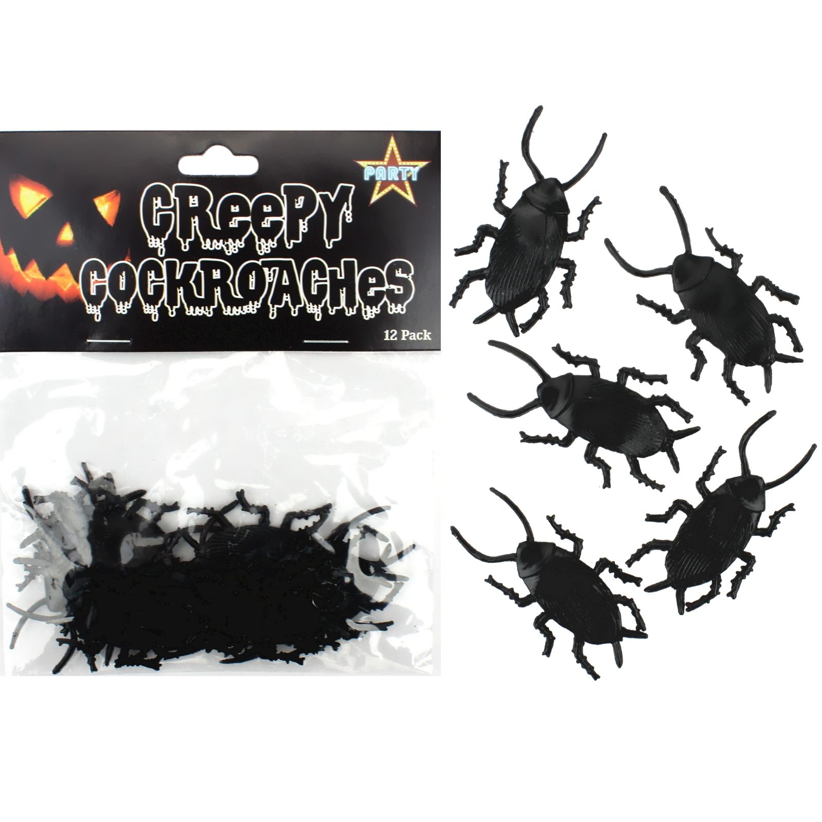 Creepy Plastic Cockroaches (Pack of 12)