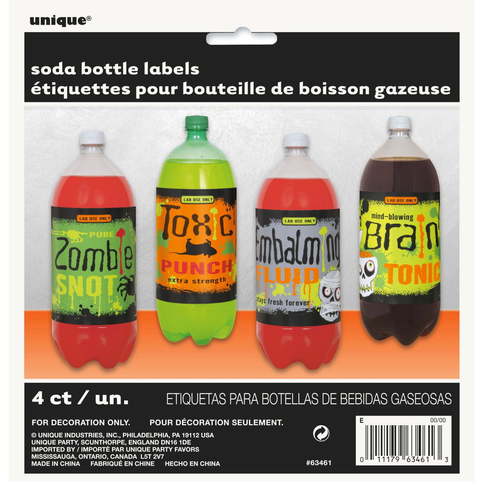 Monster Lab Soda Bottle Labels (Pack of 4)