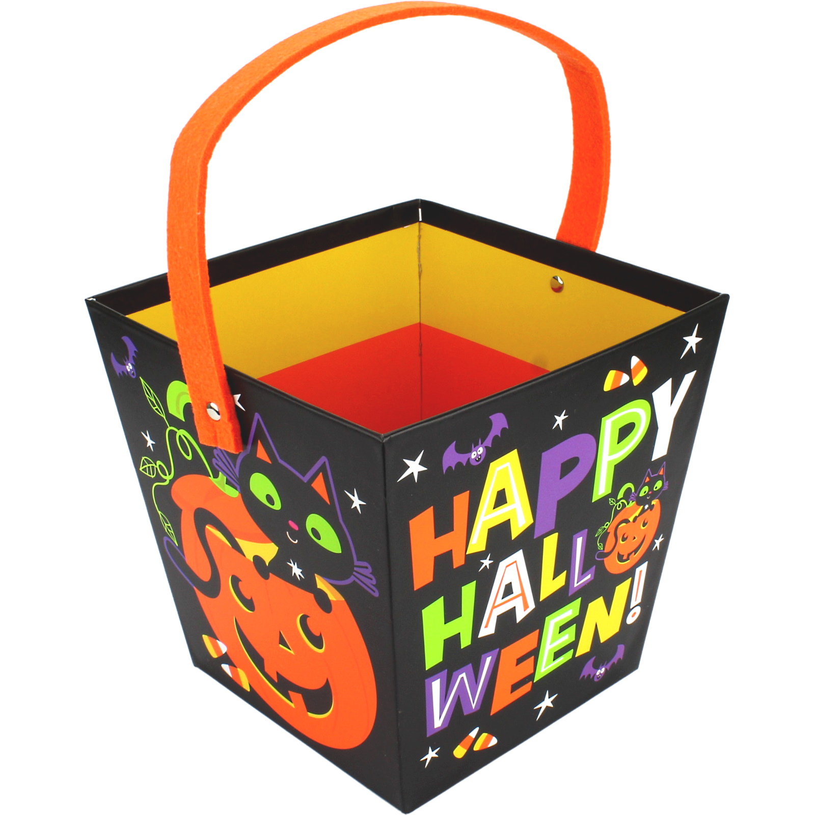 Cat & Pumpkin Trick or Treat Cardboard Bucket