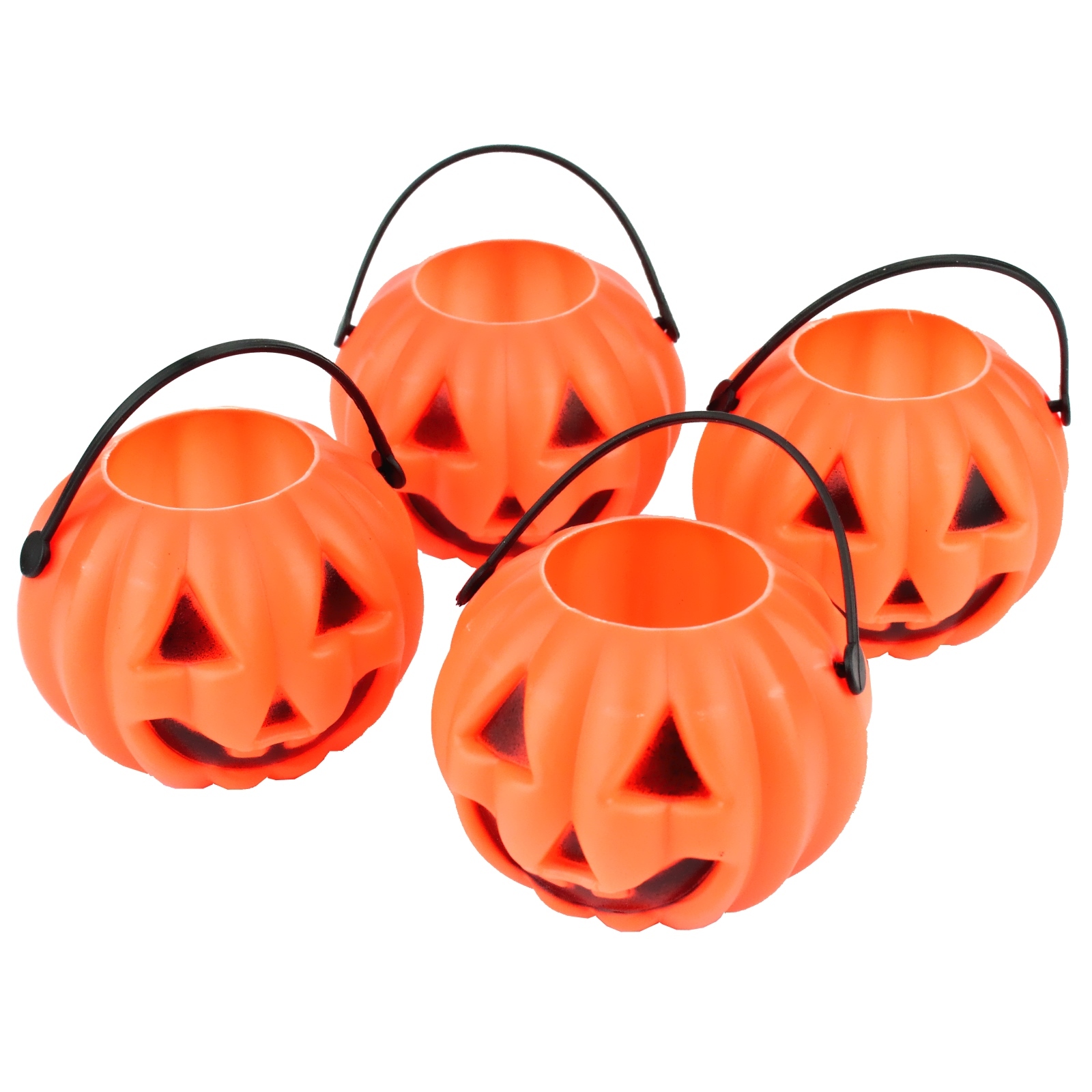 Mini Plastic Pumpkin Pails (Pack of 4) Discount Party Supplies