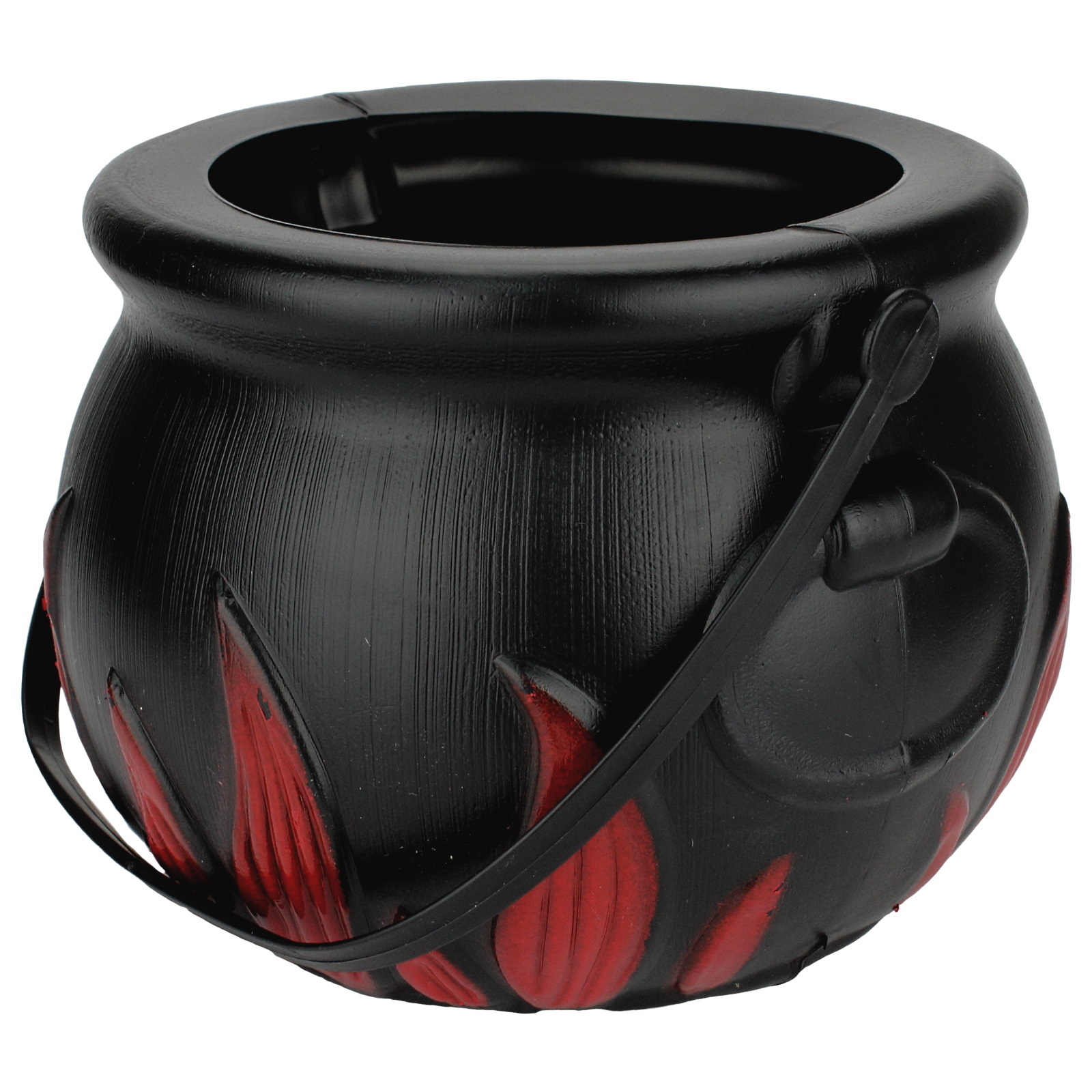 Black Plastic Flaming Witches Cauldron