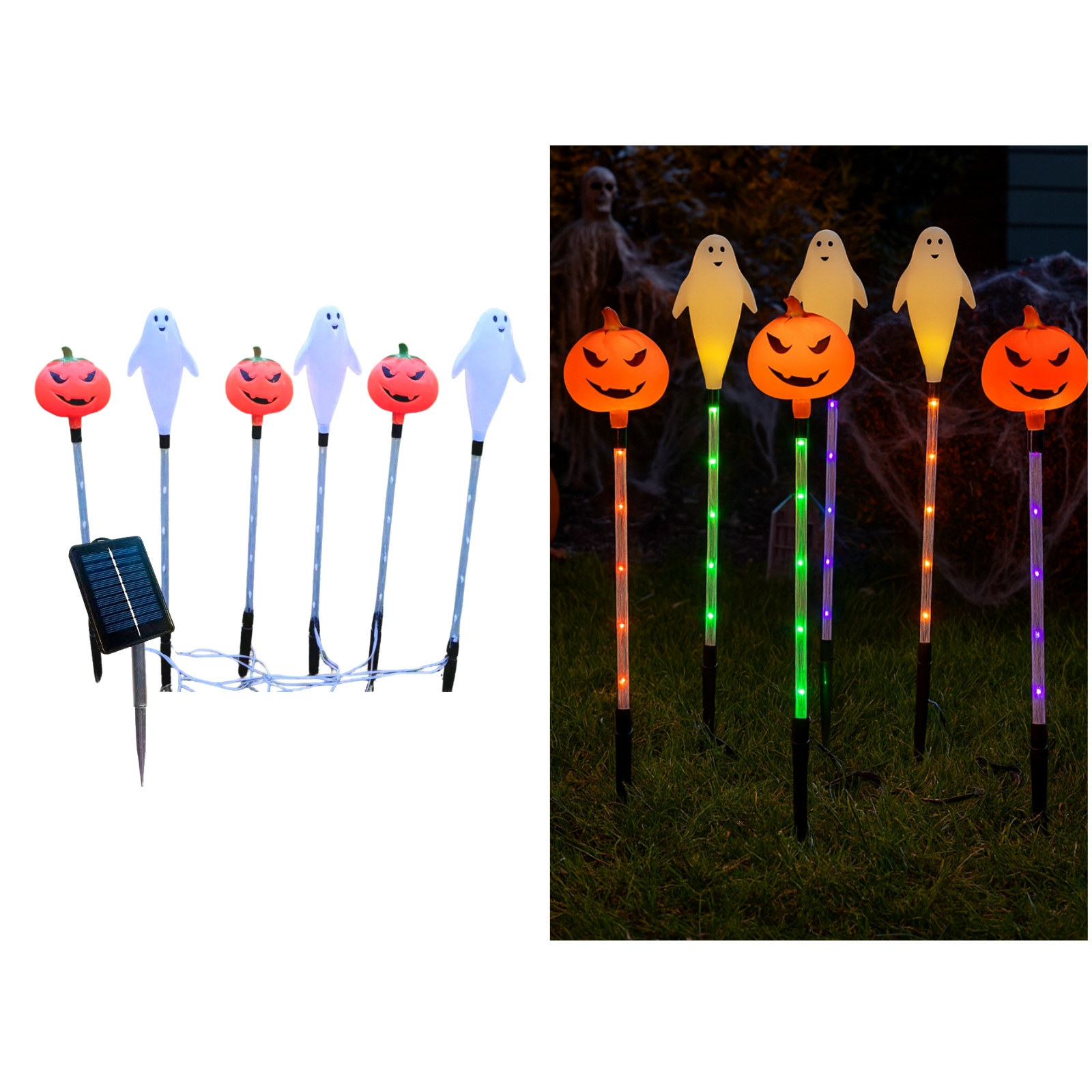 Ghost and Pumpkin Solar Pathway Lights (Pack of 6)