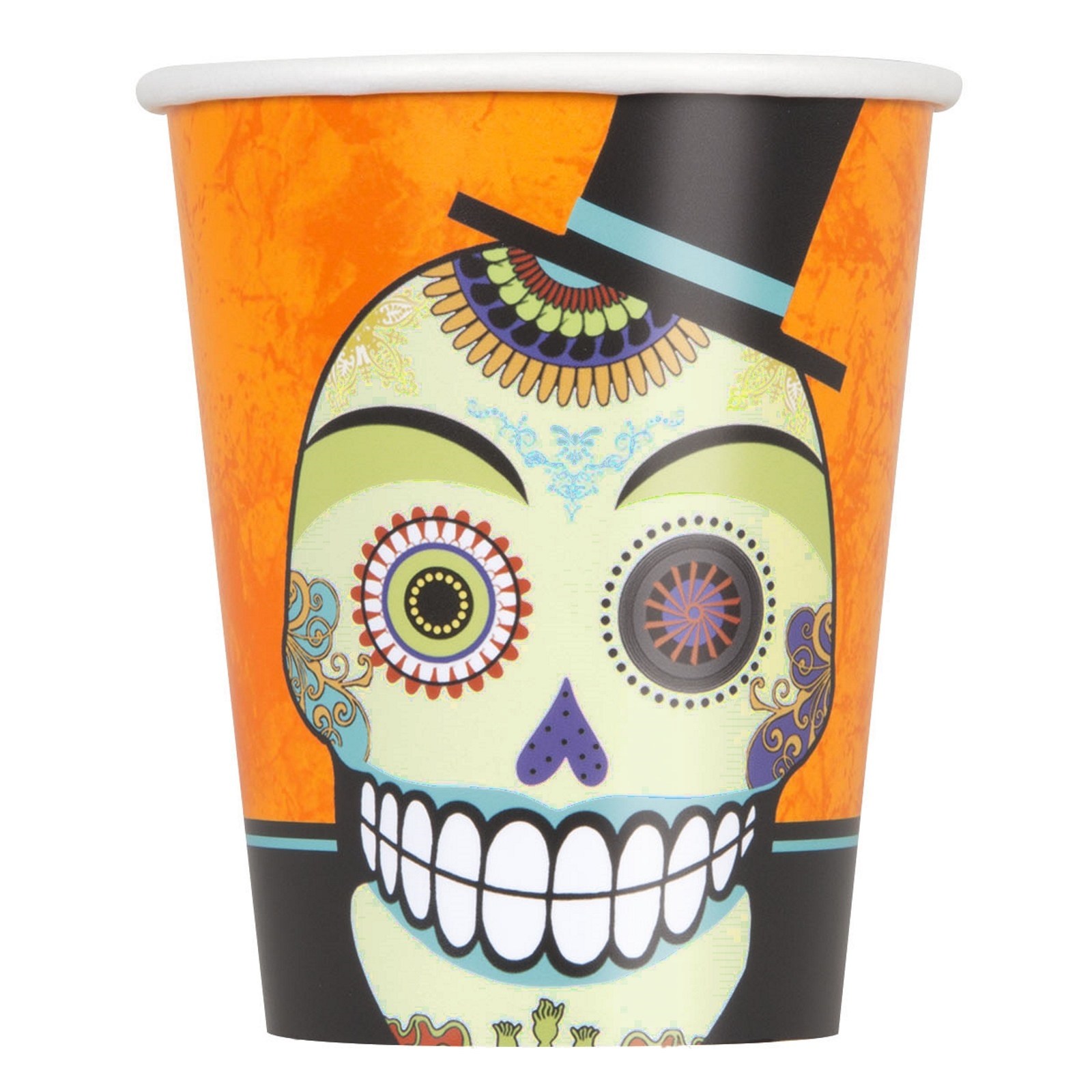 Day of The Dead Paper Cups (Pack of 8) - Discount Party Supplies