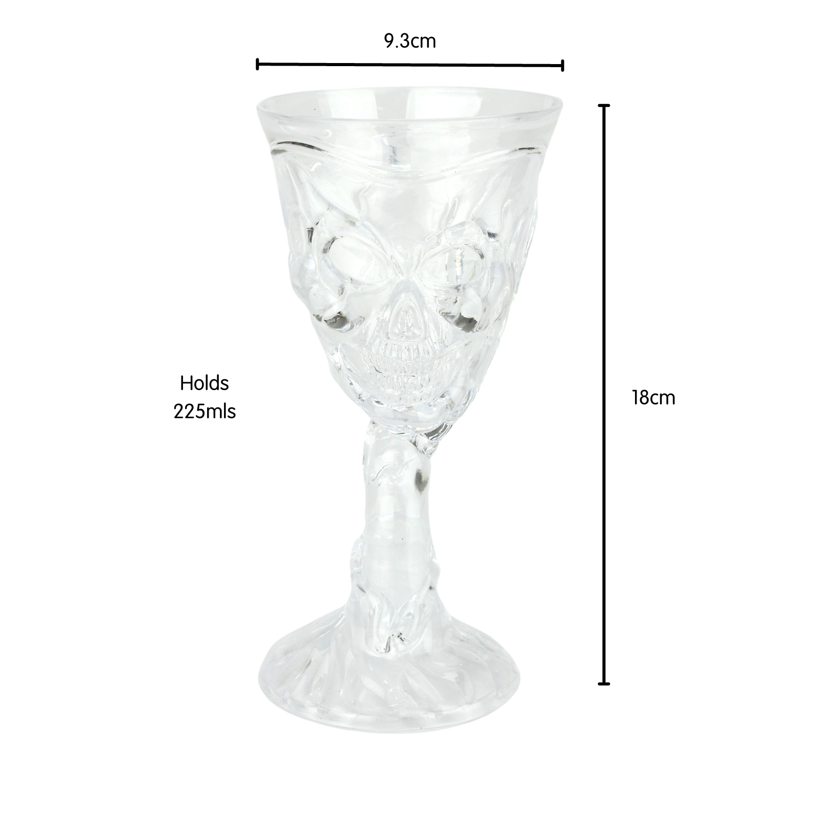 Clear Plastic Skull Wine Glass 225ml Discount Party Supplies