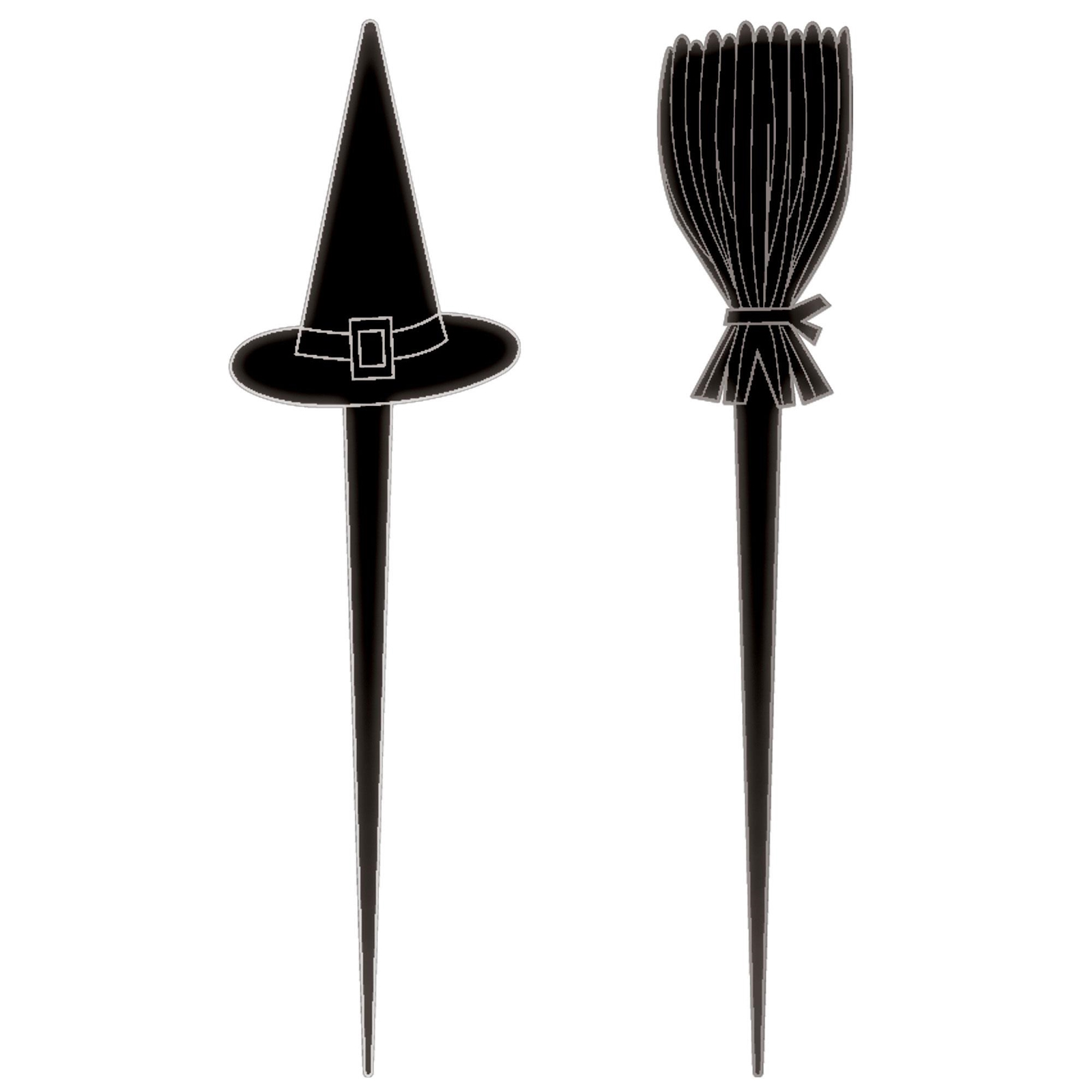 Halloween Classic Black Witch Hat Broom Picks Pack of 10