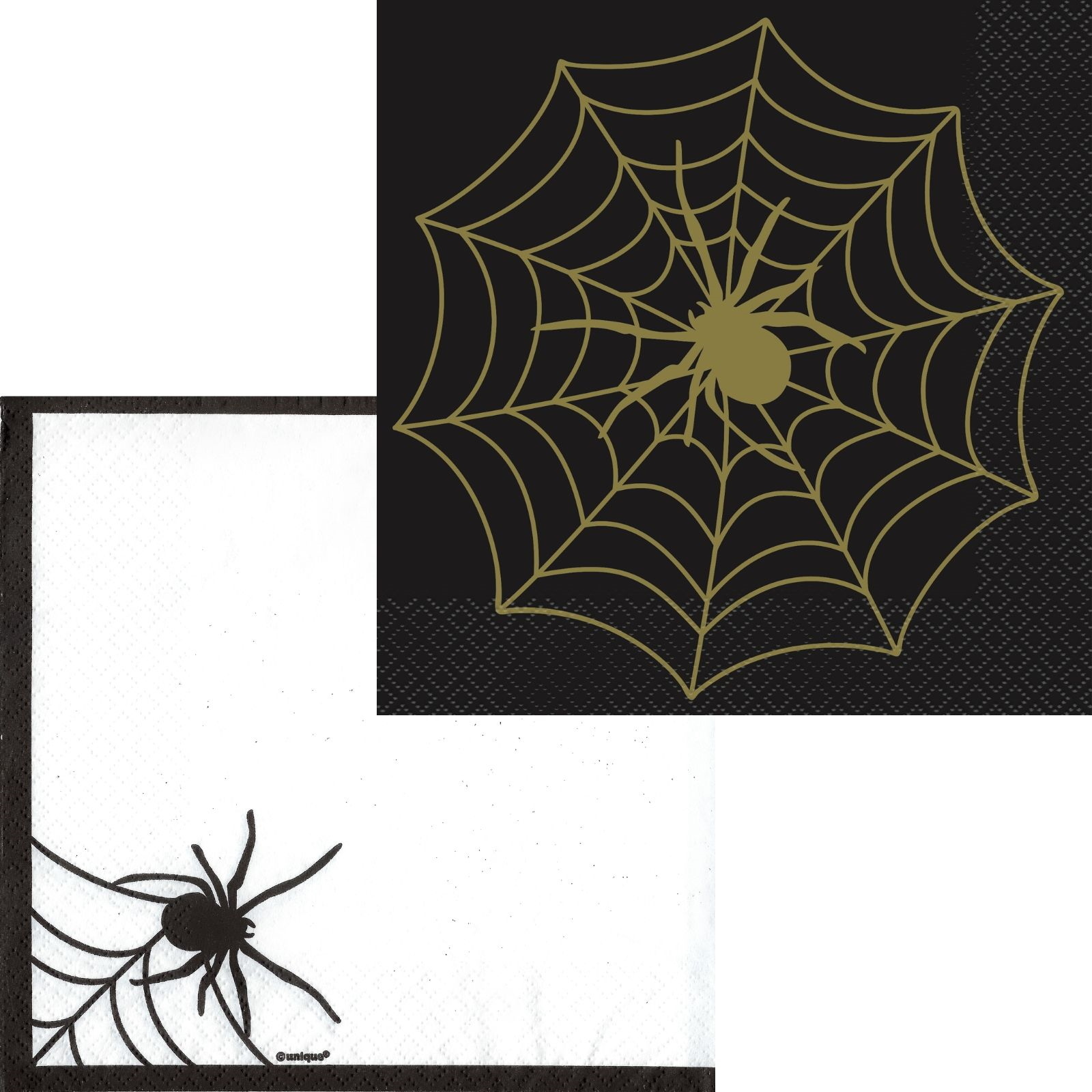Black and Gold Spider Web Large Paper Napkins (Pack of 16)