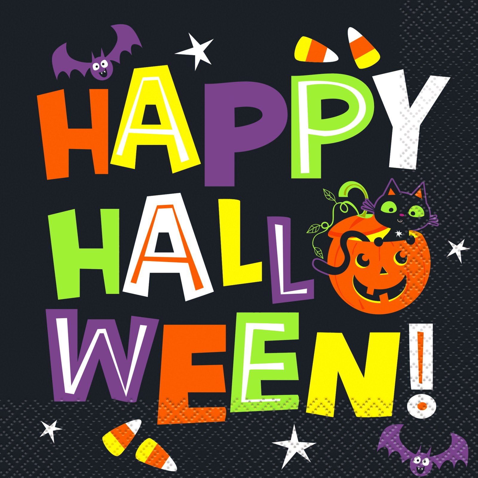 Cat & Pumpkin Large Napkins / Serviettes (Pack of 16)