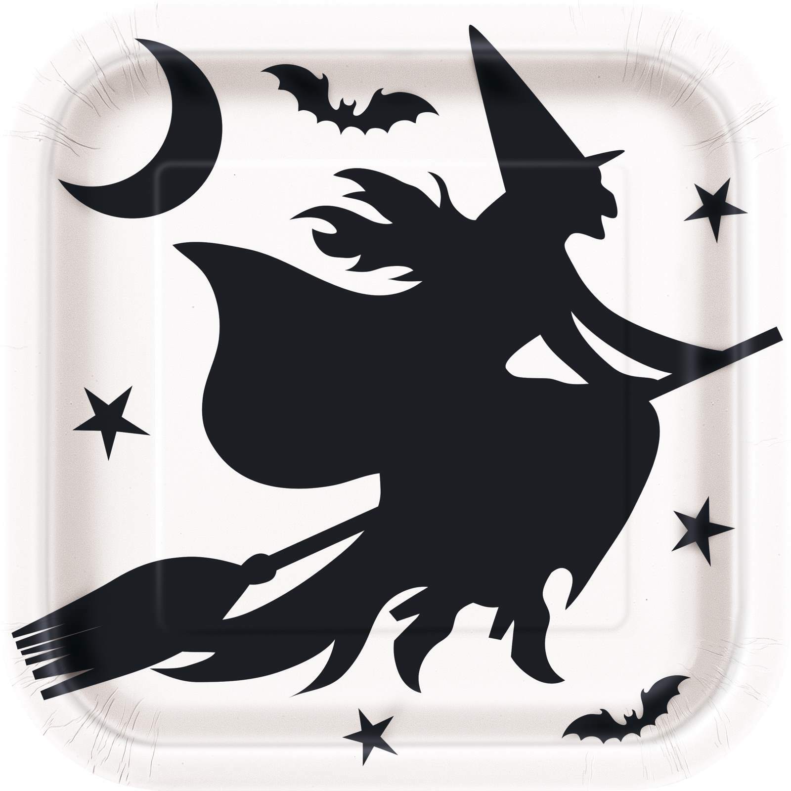 Black Bats Large Square Paper Plates (Pack of 8)