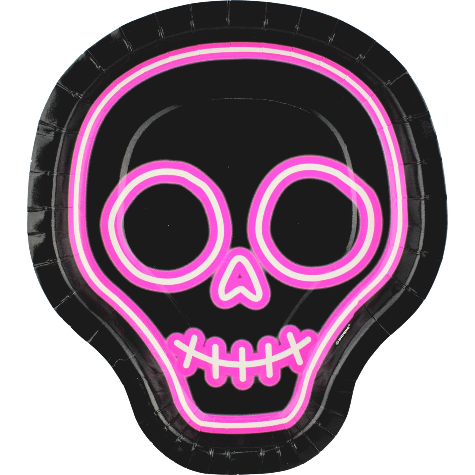 Halloween Neon Lights Skull Paper Plates (Pack of 8)