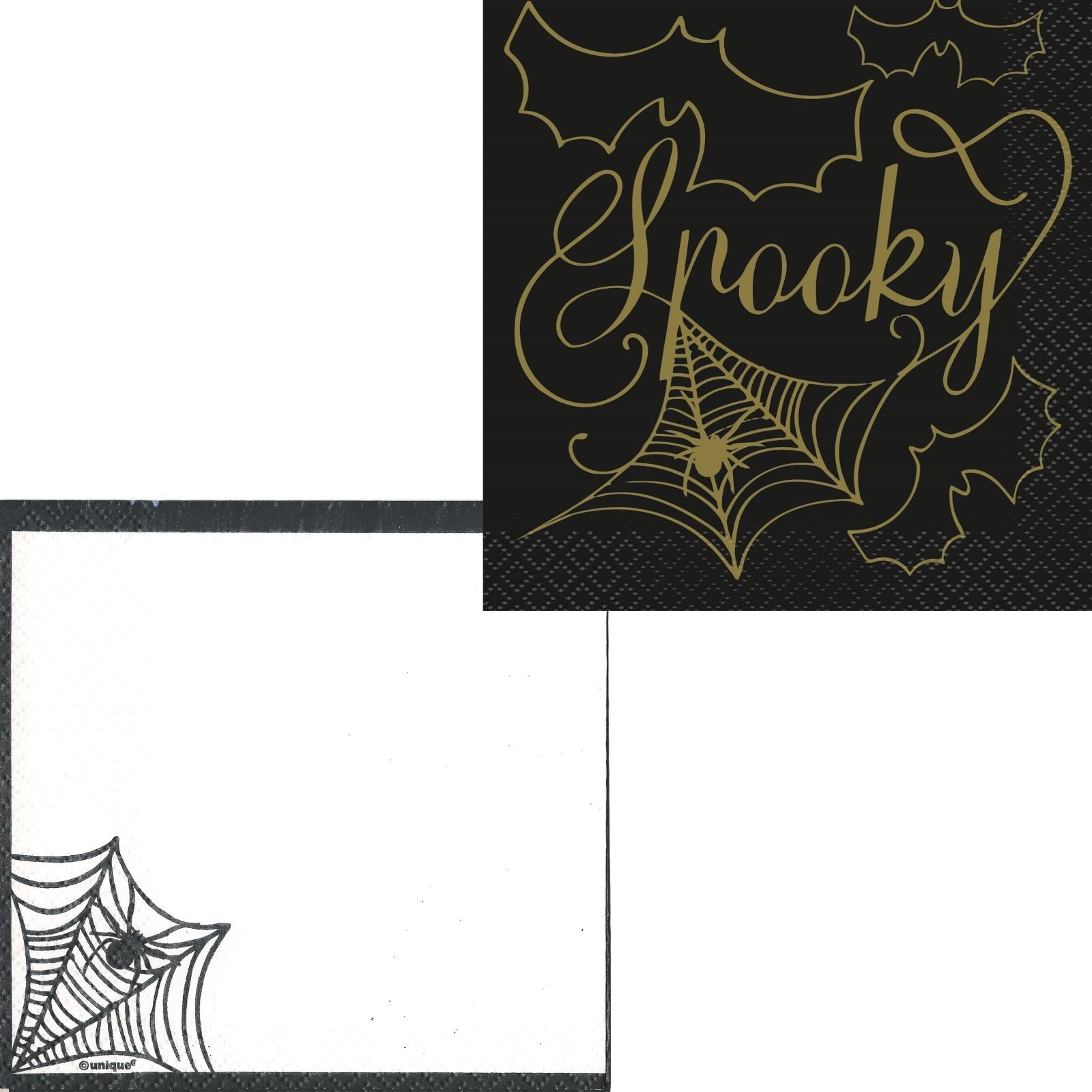 Black and Gold Spider Web Small Paper Napkins (Pack of 16)