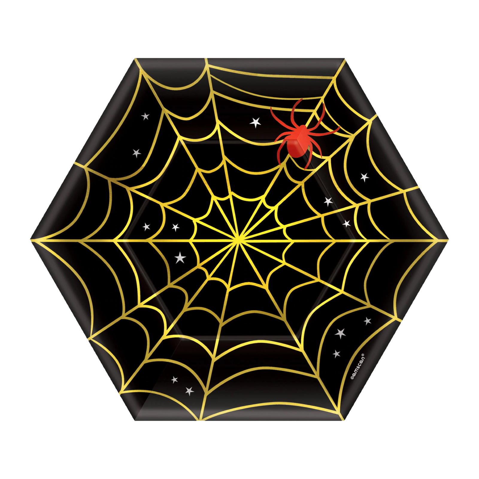 Spider Web Hexagonal Small Paper Plates (Pack of 8)