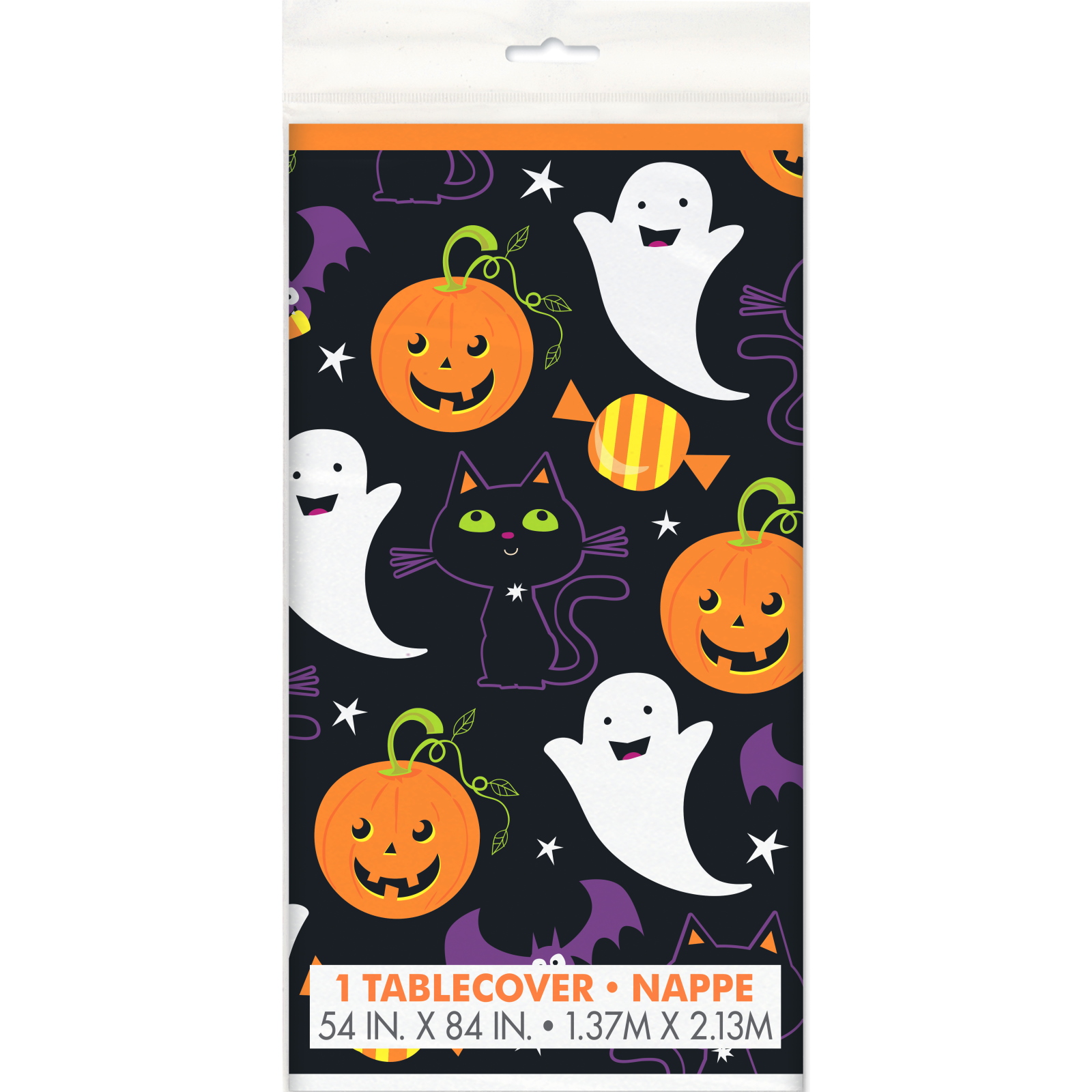 Cat & Pumpkin Plastic Tablecloth