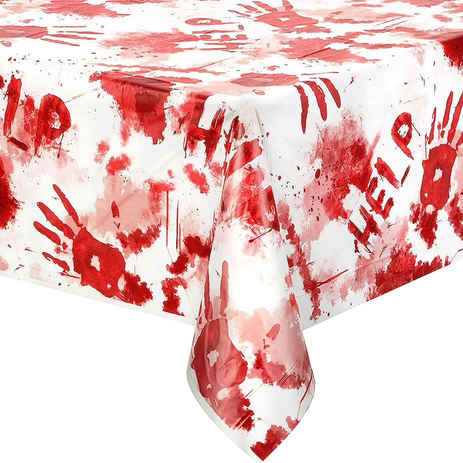 Bloody Hand Print Plastic Tablecloth
