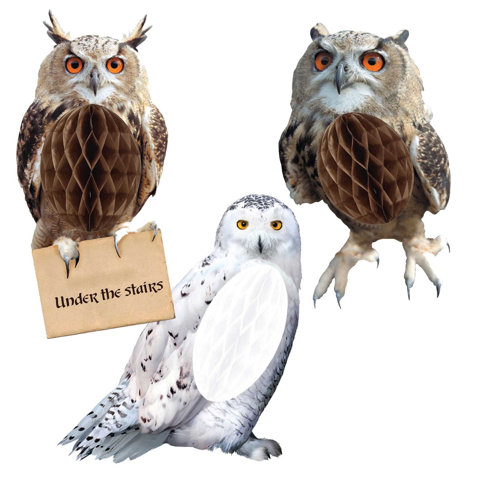 Harry Potter Owl Honeycomb Hanging Decorations (Pack of 3)