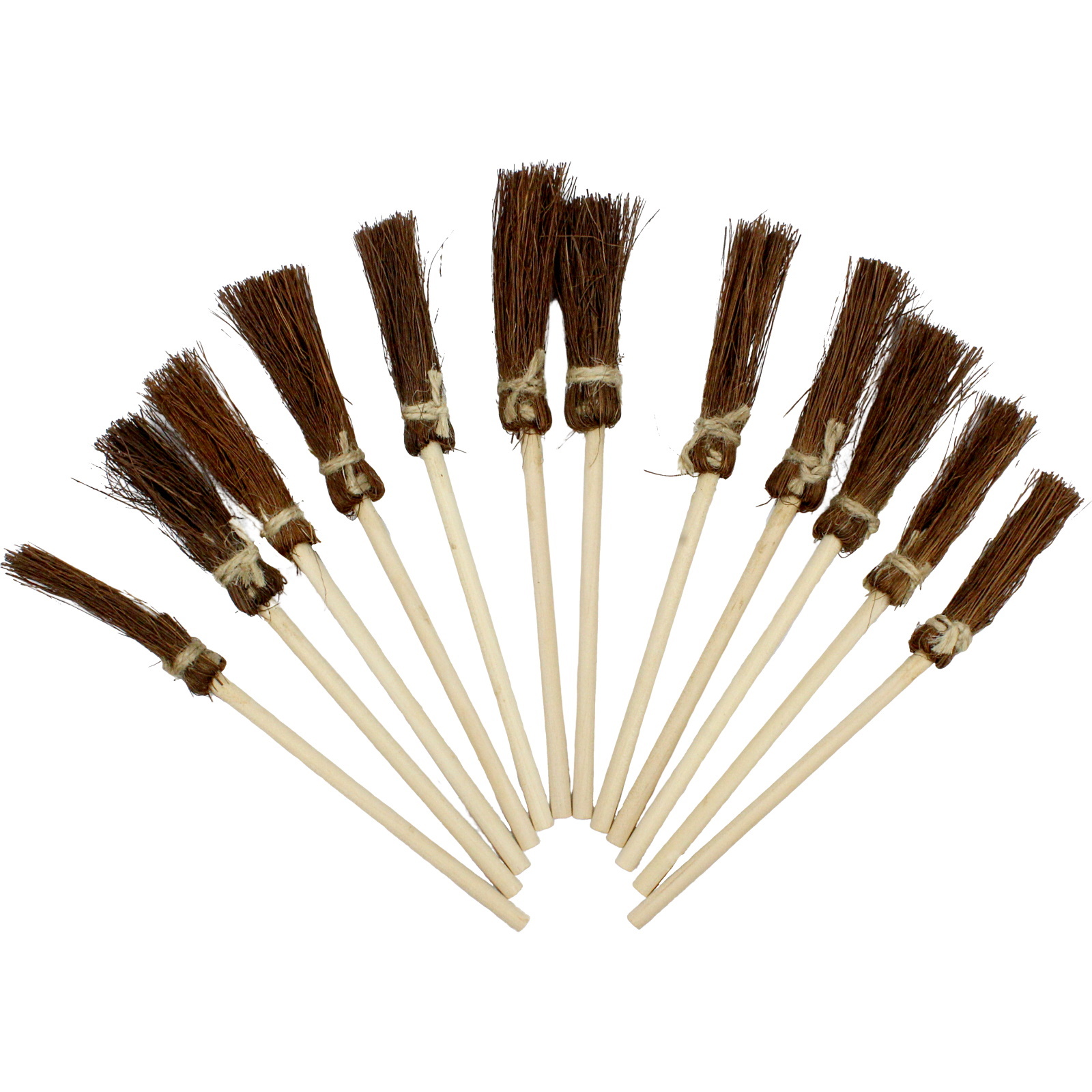 Mini Wooden Witch Brooms (Pack of 12)