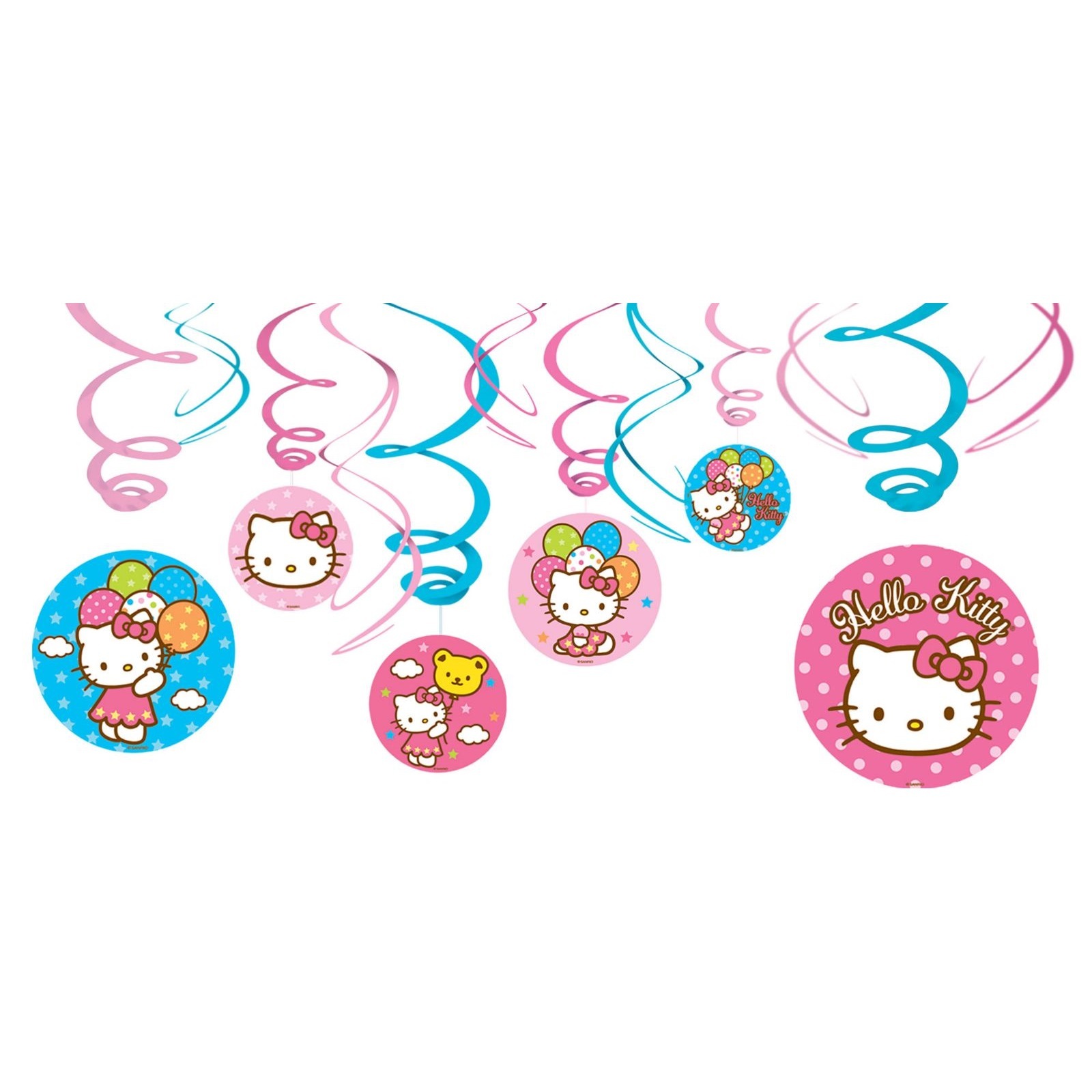Hello Kitty Swirl Decorations (Pack of 12)