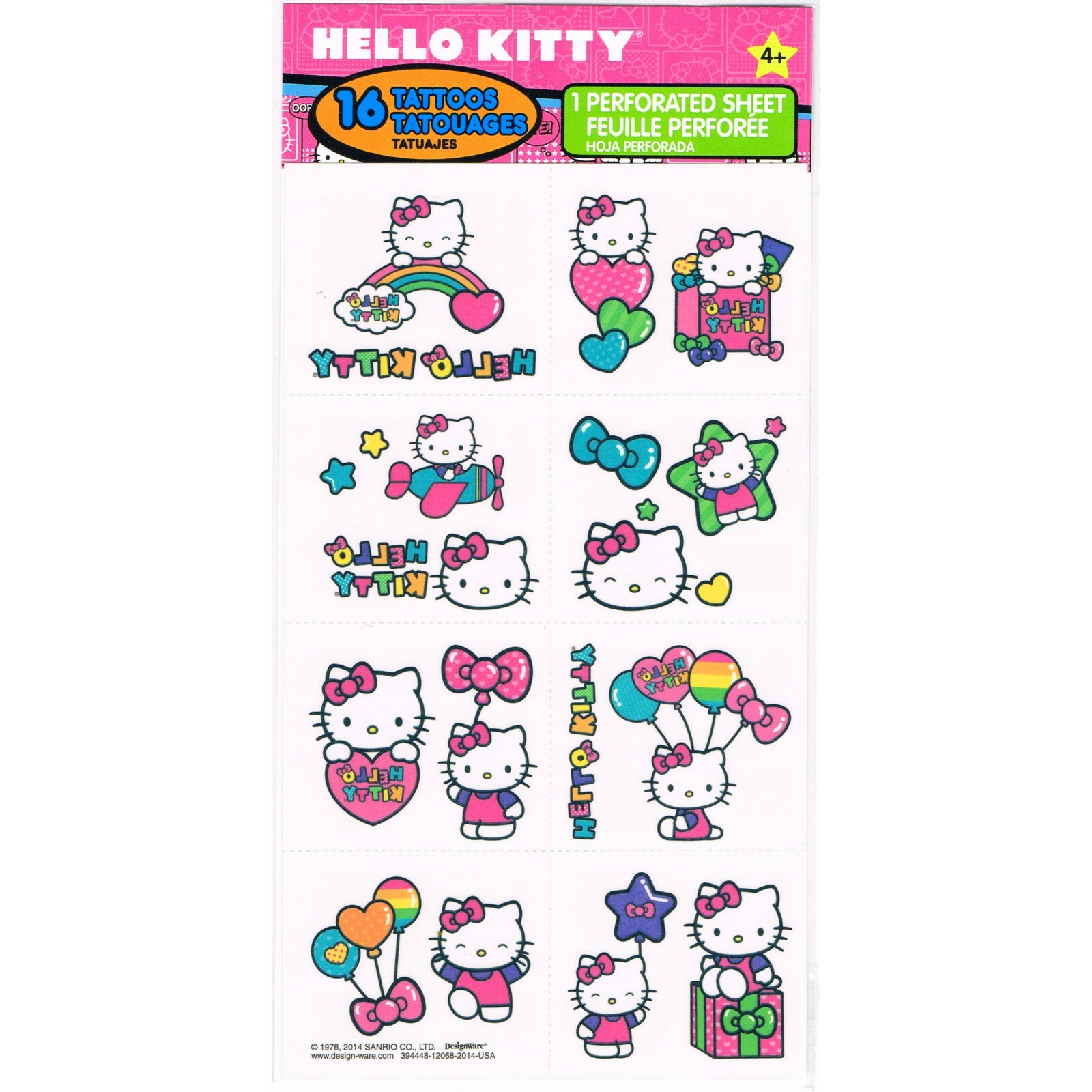 Hello Kitty Rainbow Tattoos (1 Sheet)