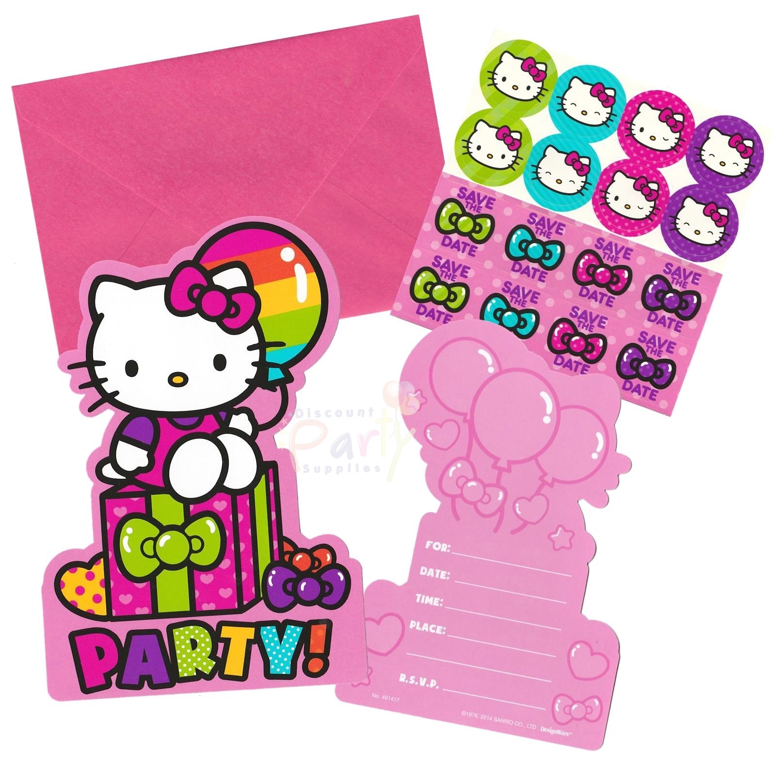 Hello Kitty Rainbow Party Invitation Set (Pack of 8)