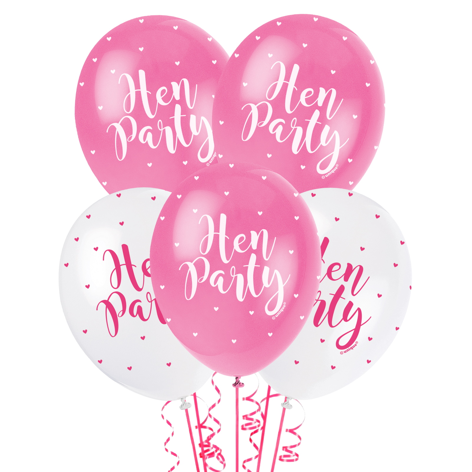Pink & White Hen Party Balloons (Pack of 5)