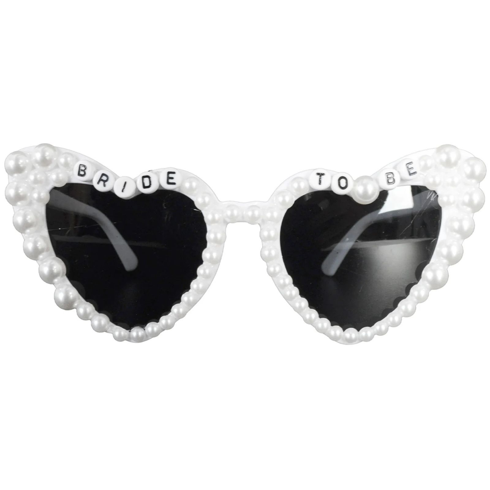 White Pearl Heart Bride To Be Party Glasses 