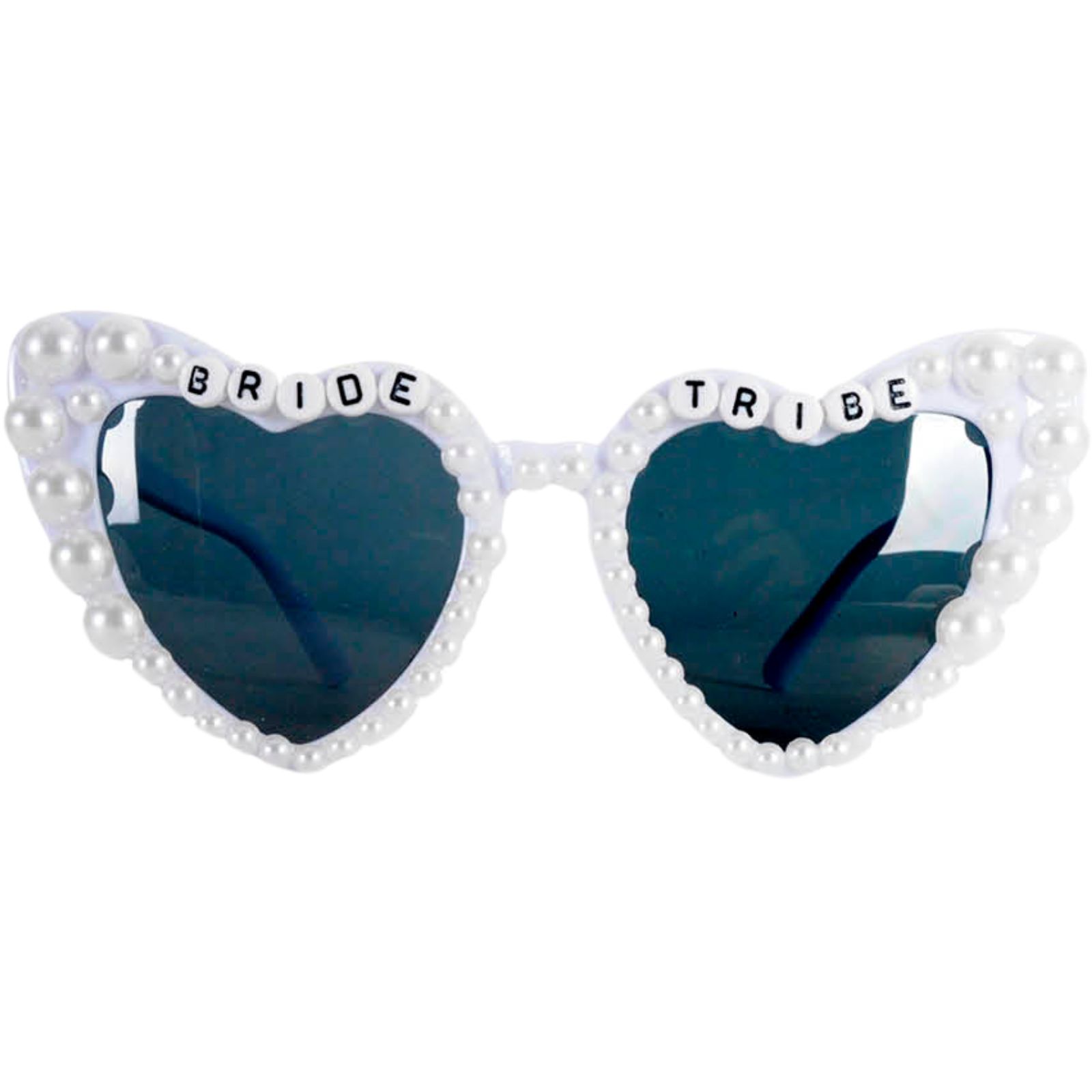 White Pearl Heart Bride Tribe Party Glasses