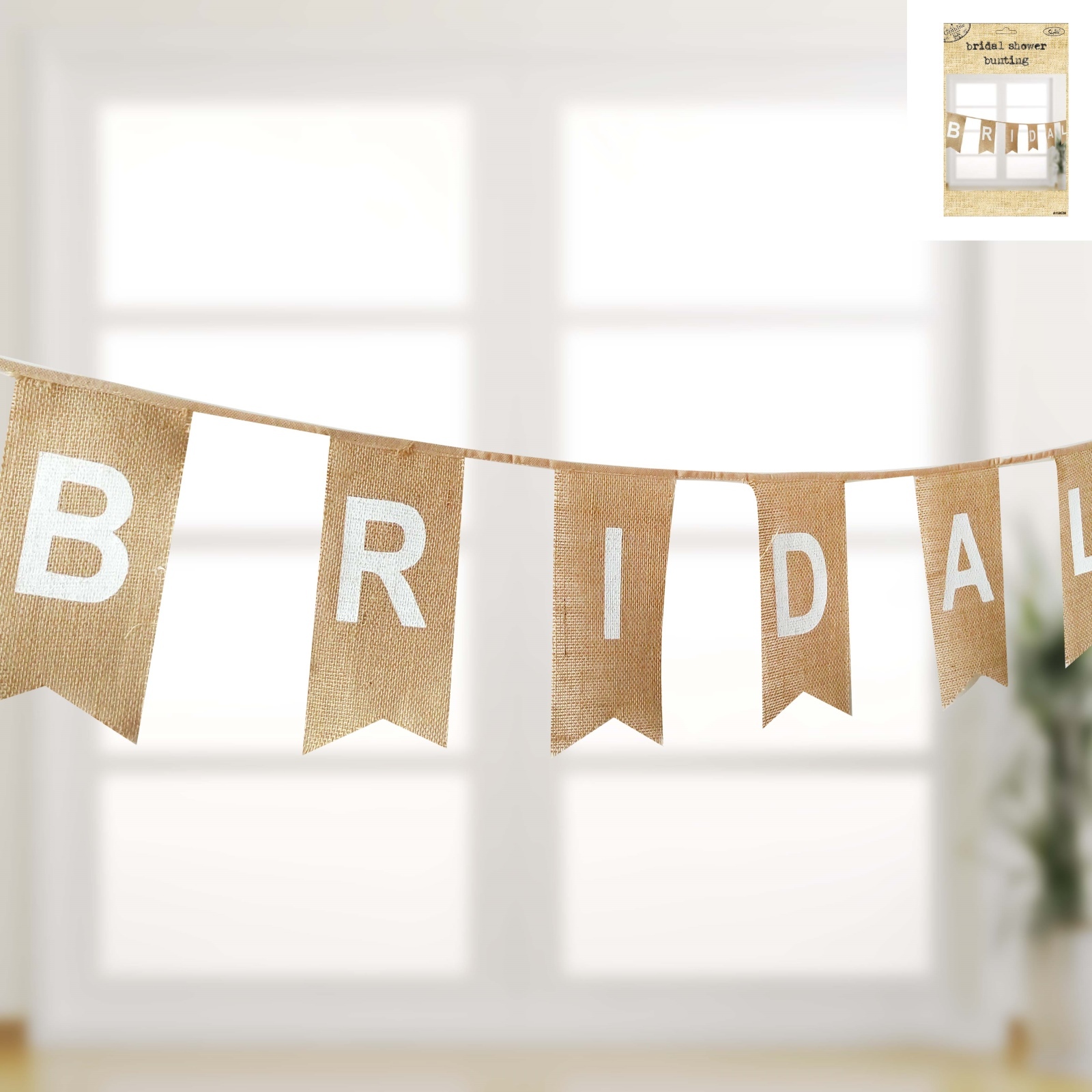 Hessian Bridal Shower Pennant Banner