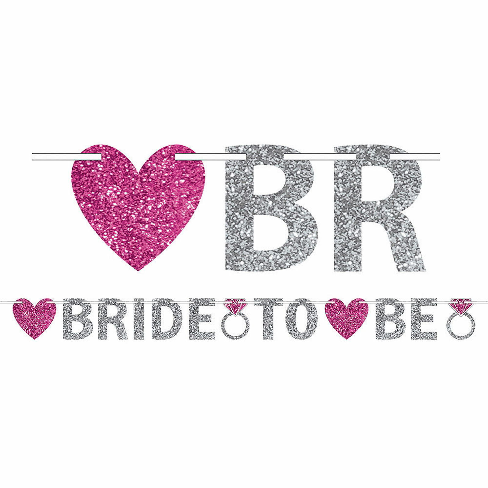 Silver Bride To Be Glitter Letter Banner