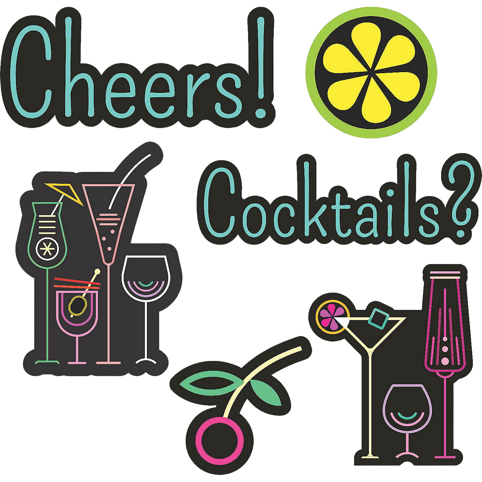 Cocktail Party Cutout Wall Decorations (Pack of 6)