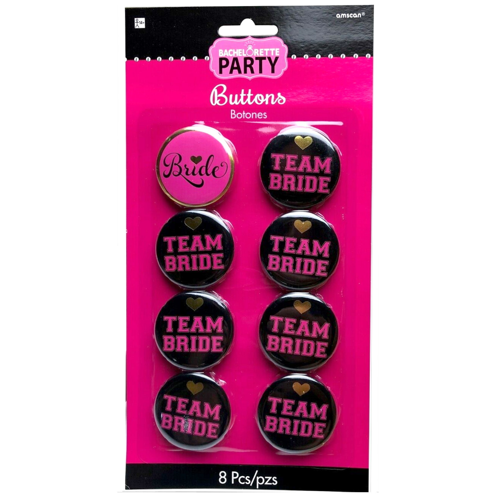 Team Bride Party Buttons (Pack of 8)