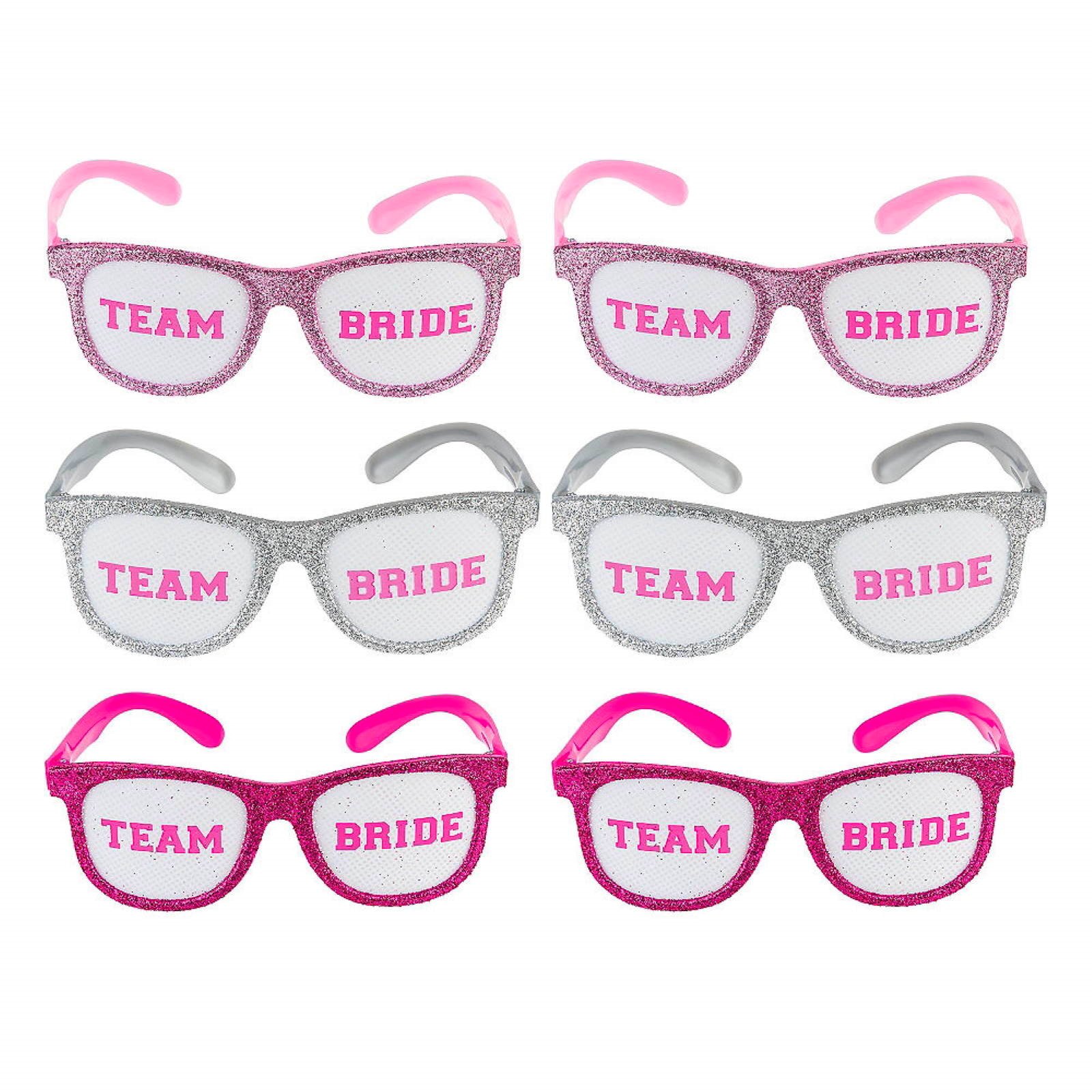 Team Bride Glitter Glasses (Pack of 6)